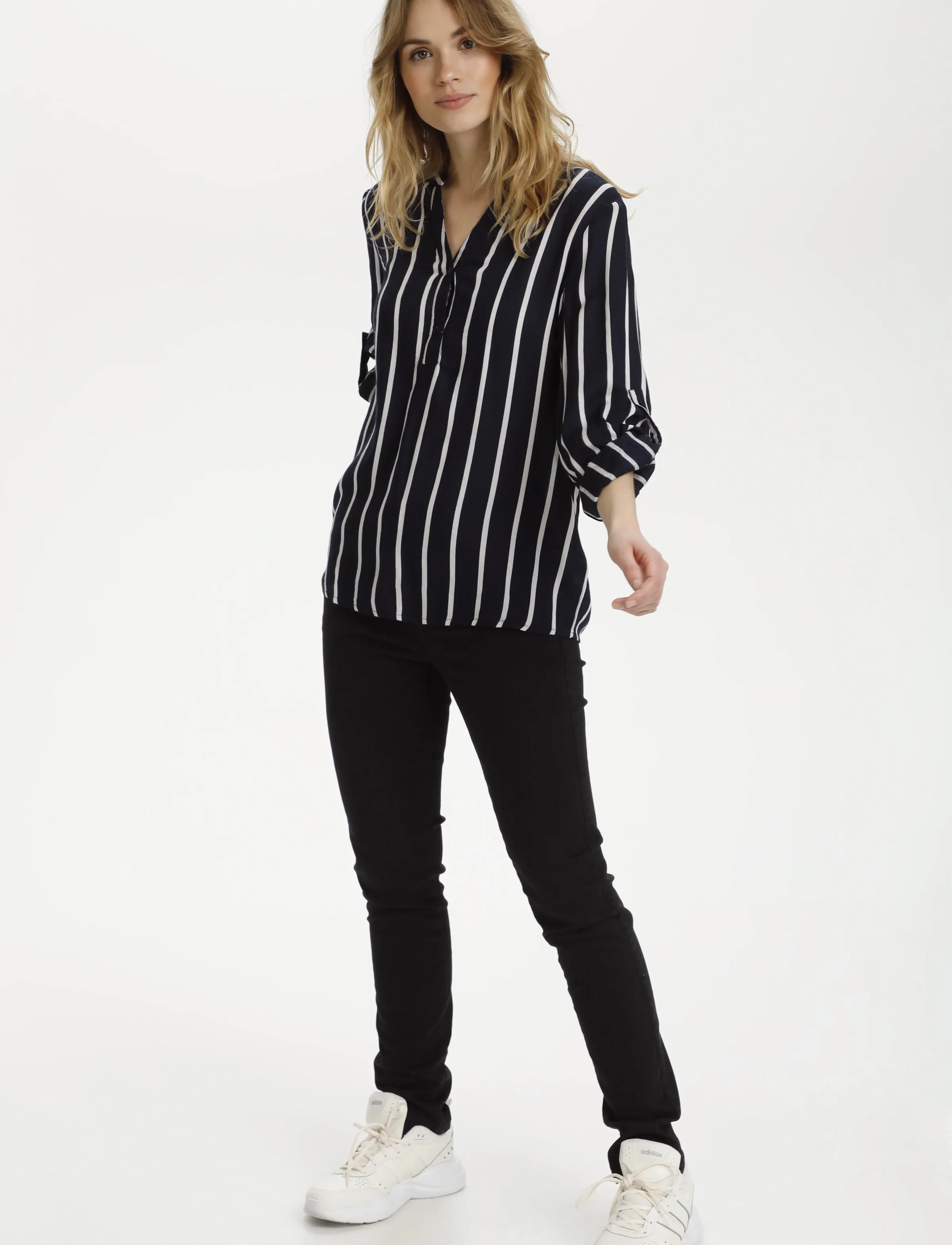 Kaffe - KAstridy Blouse - langärmelige blusen - midnight marine/chalk - 4