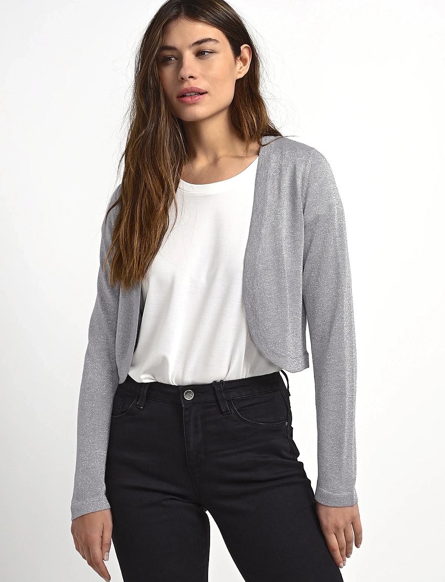 Kaffe - KAankra Bolero - koftor - grey mel. w. silver lurex - 0