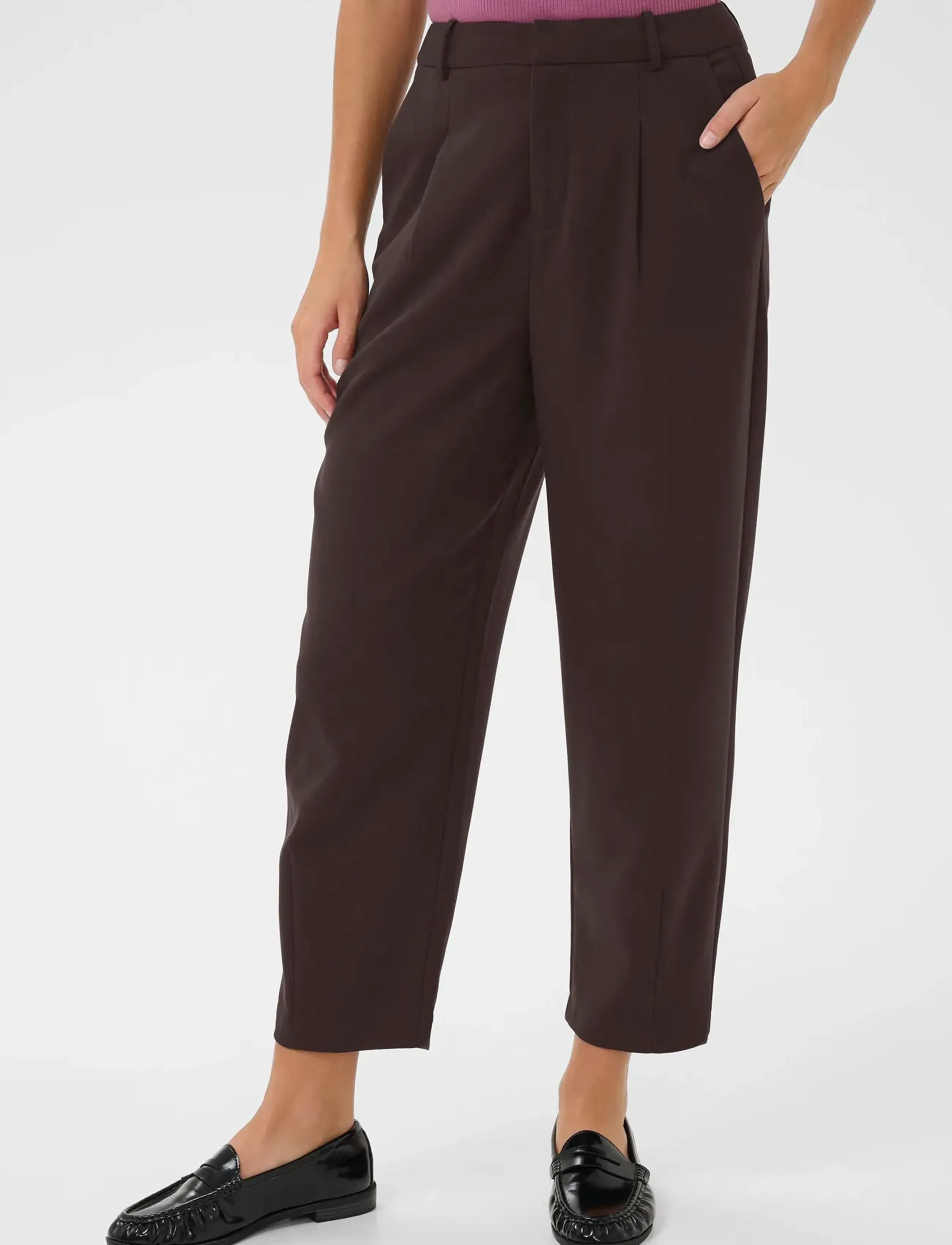 Kaffe KAmerle Pants Cropped - Kaffe - BLACK COFFEE / brown