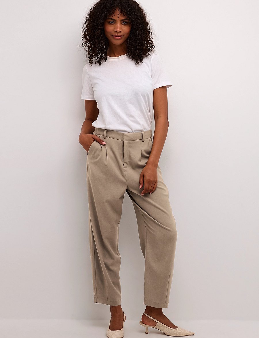 Kaffe - KAMERLE PANTS CROPPED - anzugshosen - brindle - 3