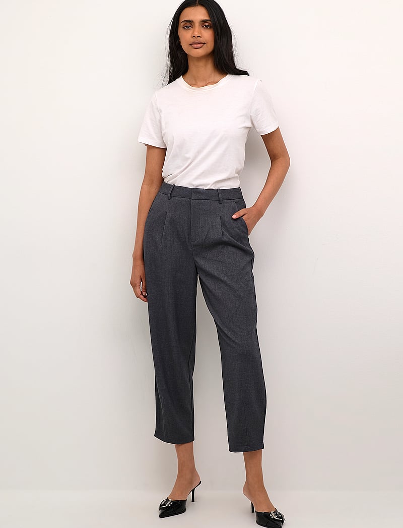 Kaffe - KAmerle Pants Cropped - formell - dark grey melange - 3