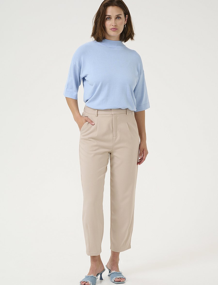 Kaffe - KAMERLE PANTS CROPPED - sérsniðnar buxur - feather gray - 3