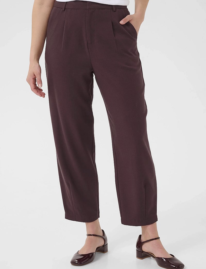 Kaffe - KAmerle Pants Cropped - kostymbyxor - fudge - 0