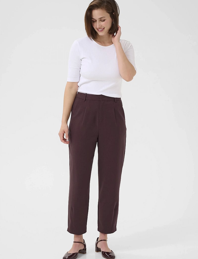 Kaffe - KAmerle Pants Cropped - kostymbyxor - fudge - 3