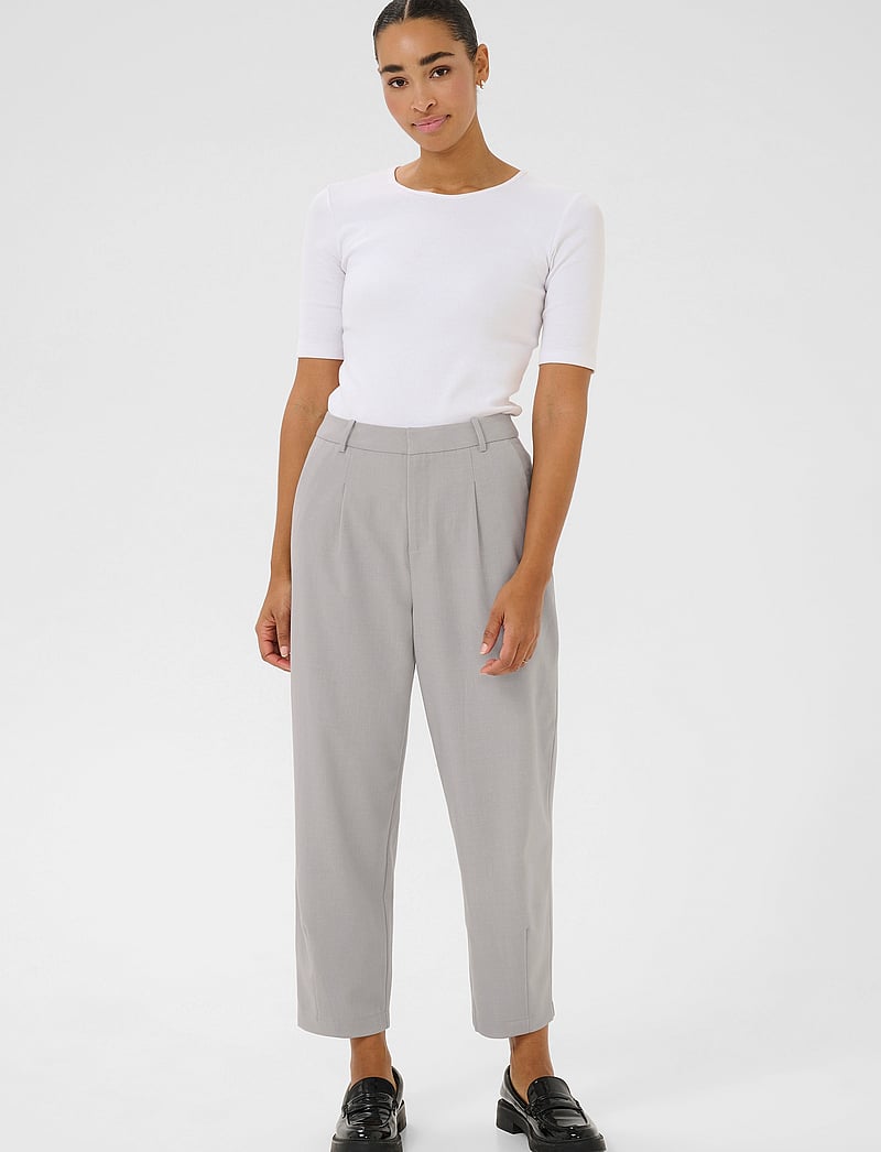Kaffe - KAMERLE PANTS CROPPED - formell - grey melange - 3