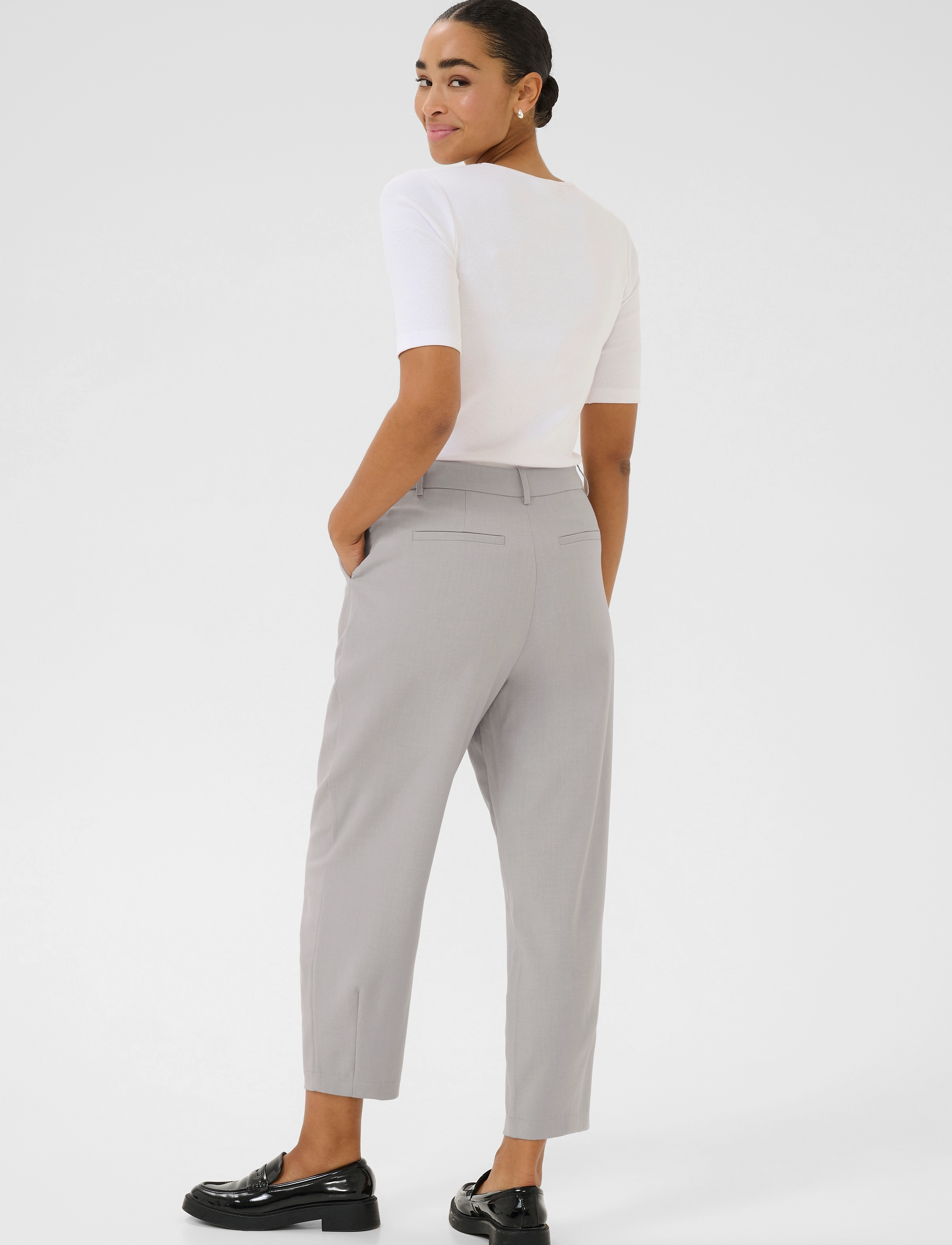 Kaffe - KAMERLE PANTS CROPPED - festmode zu outlet-preisen - grey melange - 4