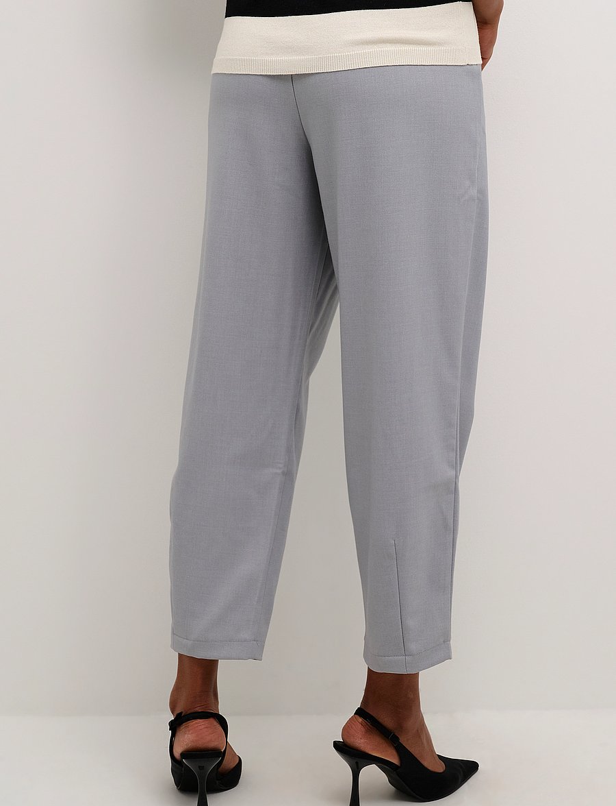 Kaffe - KAMERLE PANTS CROPPED - lietišķā stila bikses - grey melange - 5