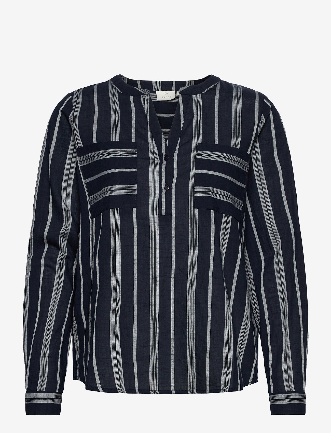 KAsandy Blouse - MIDNIGHT/CHALK YARN DYED STRIP