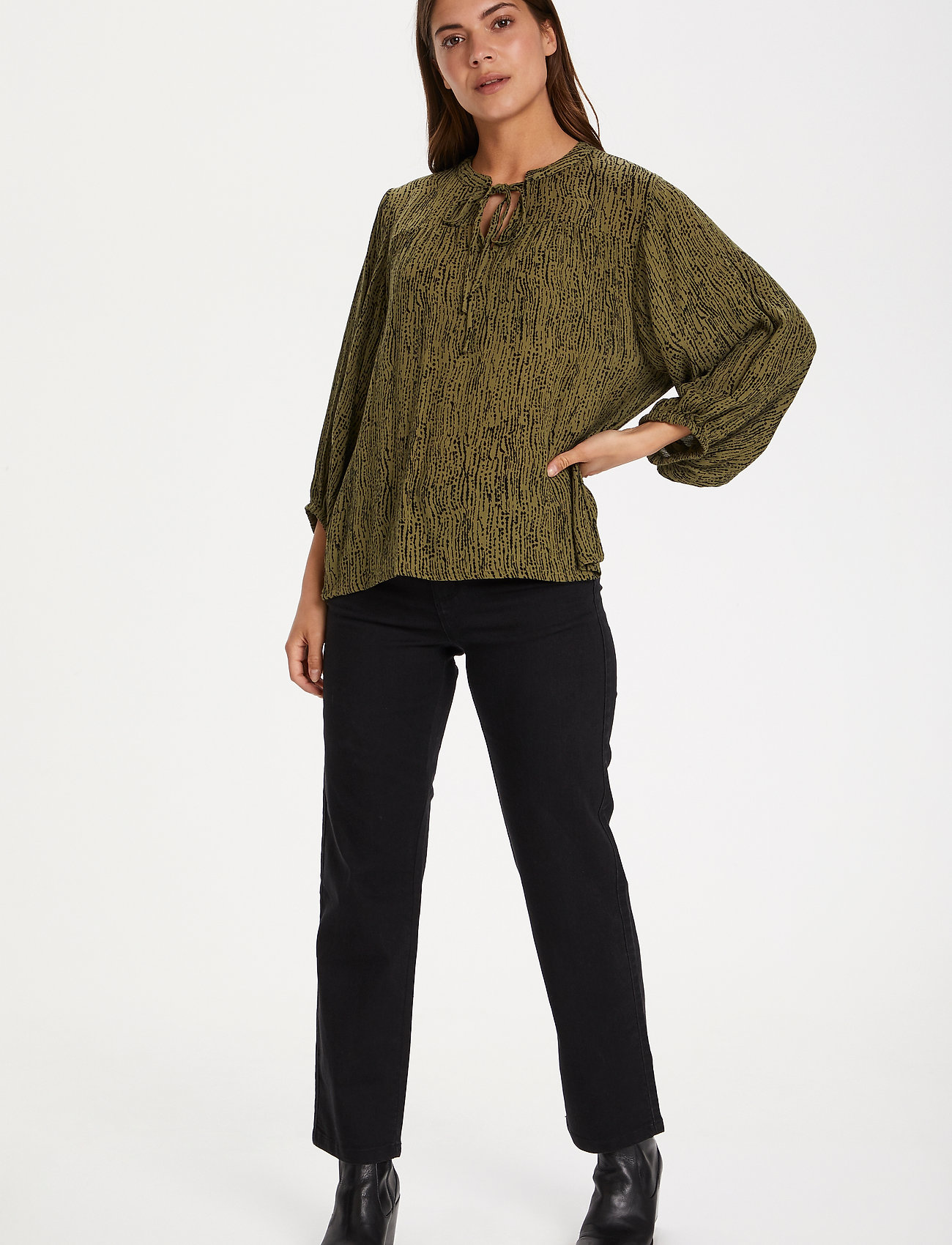 Kaffe - KAriala Amber Blouse - capulet olive-black stroke/dot - 3