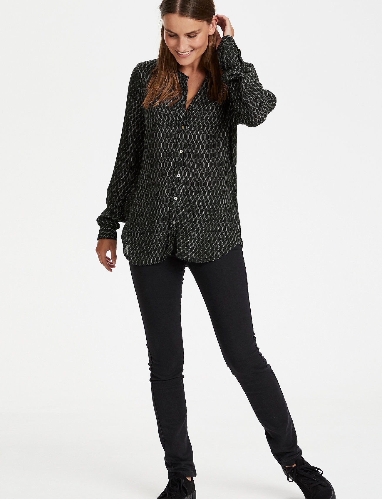 Kaffe - KAkriasa Amber Shirt - black -chalk diamond lines - 3