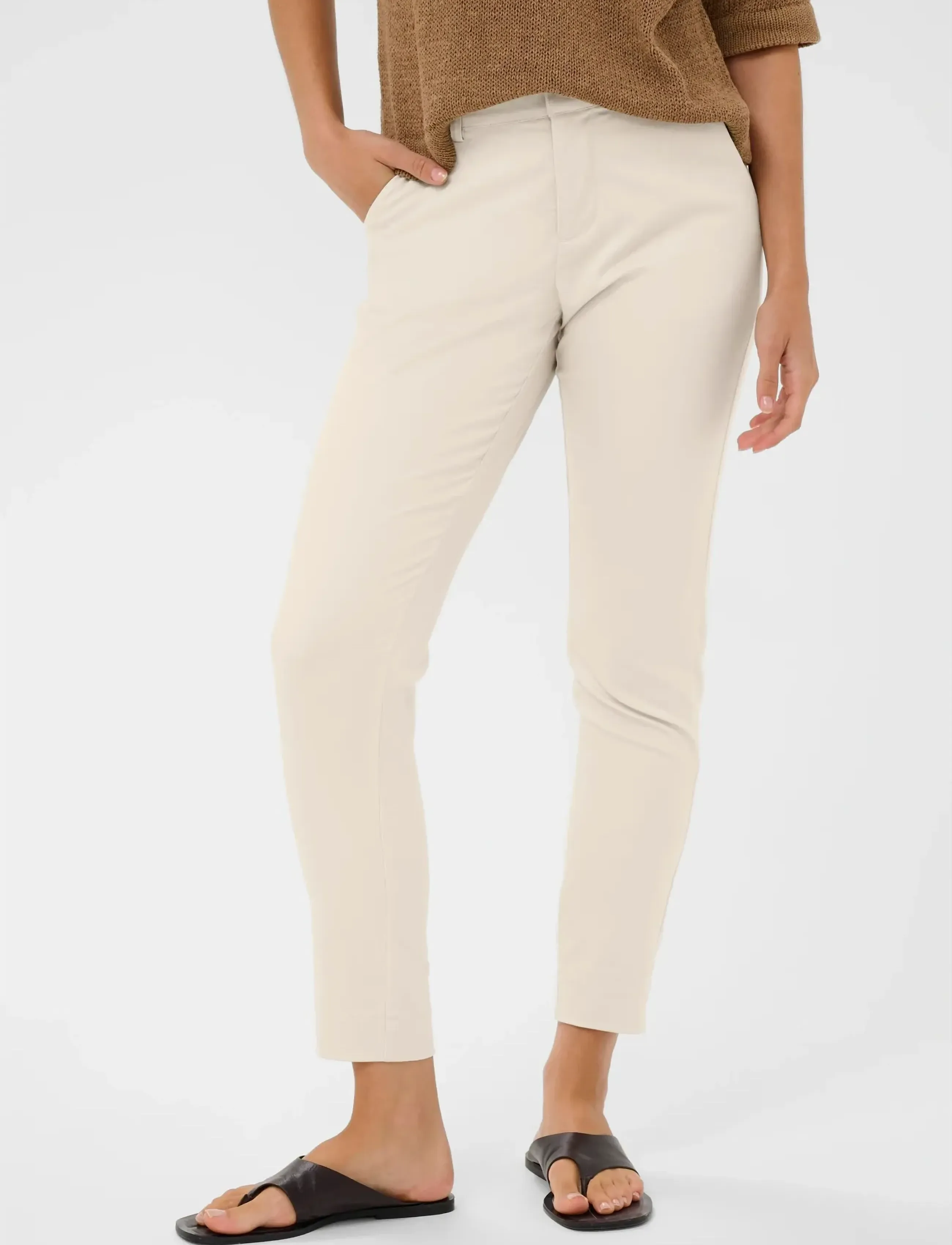 Kaffe Kalea Chino Pant, 46, Trousers, Creme - Slim Fit Frauen