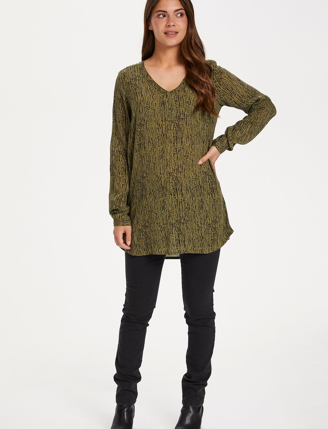 Kaffe - KAriala Amber Tunic - capulet olive-black stroke/dot - 3