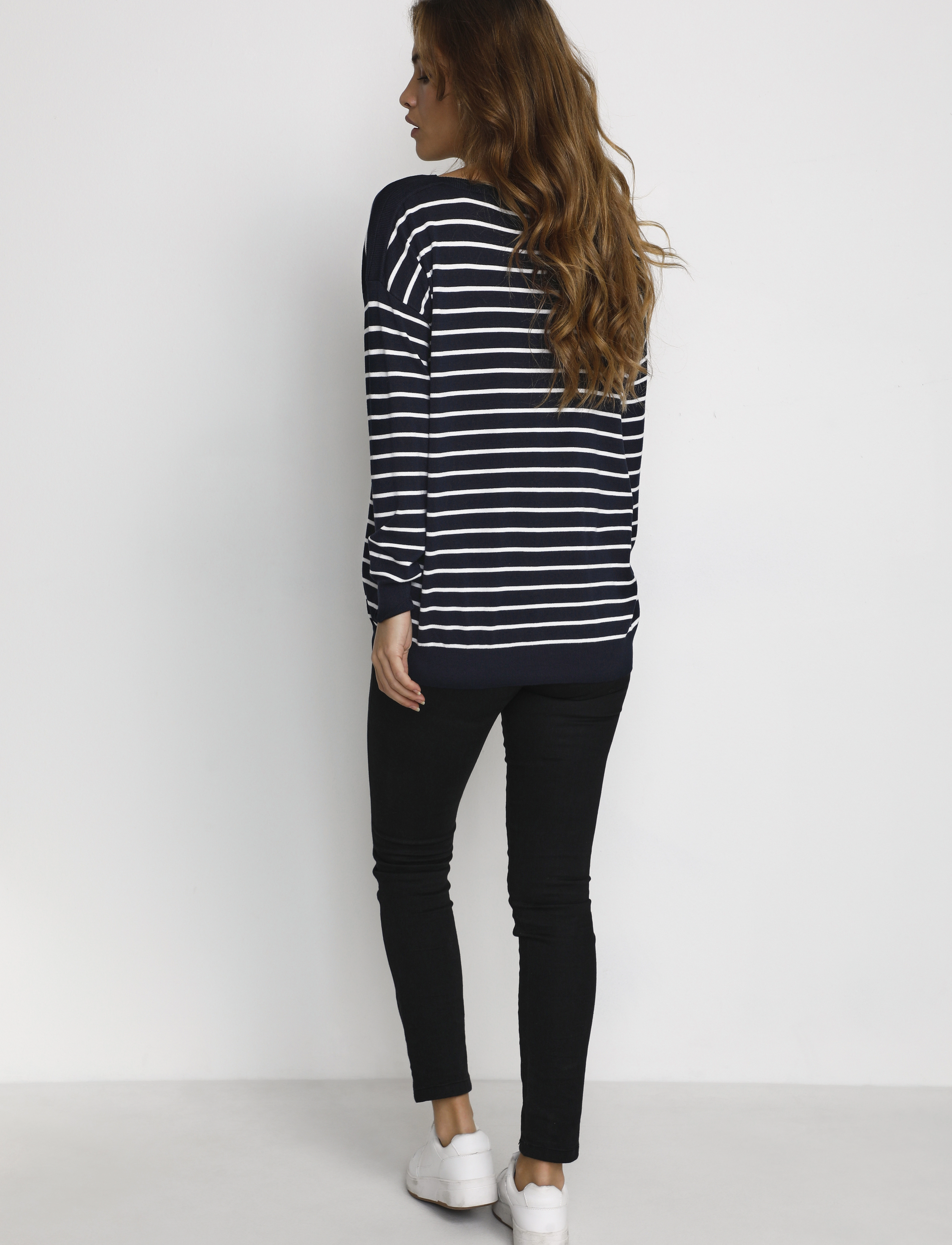 Kaffe - KAlizza Boat Neck Pullover - midnight marine w.chalk strips - 4