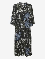 KAekua Amber Dress - BLACK MULTI COLOR FLOWER PRINT
