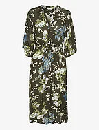 KAekua Amber Dress - GREEN TONE FLOWER PRINT