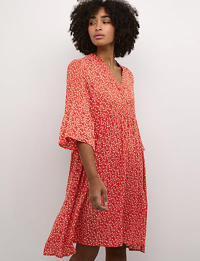 Kaffe KAberna Amber Dress - Mekot - RED PETIT FLEUR / red