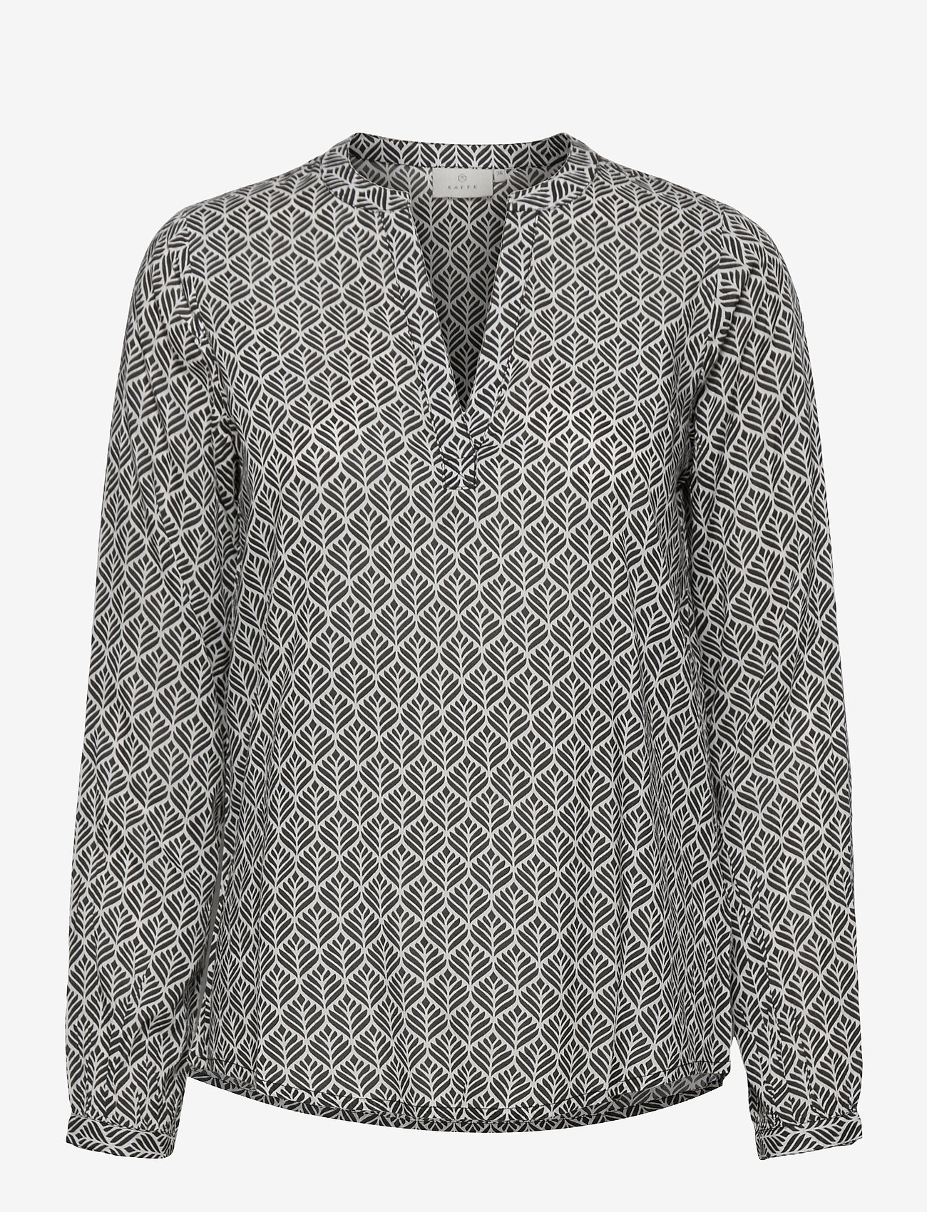 Kaffe - KAfana Tilly Blouse - long-sleeved blouses - black / chalk fan print - 0