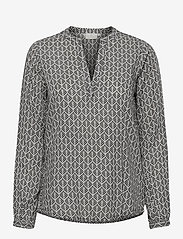 Kaffe - KAfana Tilly Blouse - blouses met lange mouwen - black / chalk fan print - 0