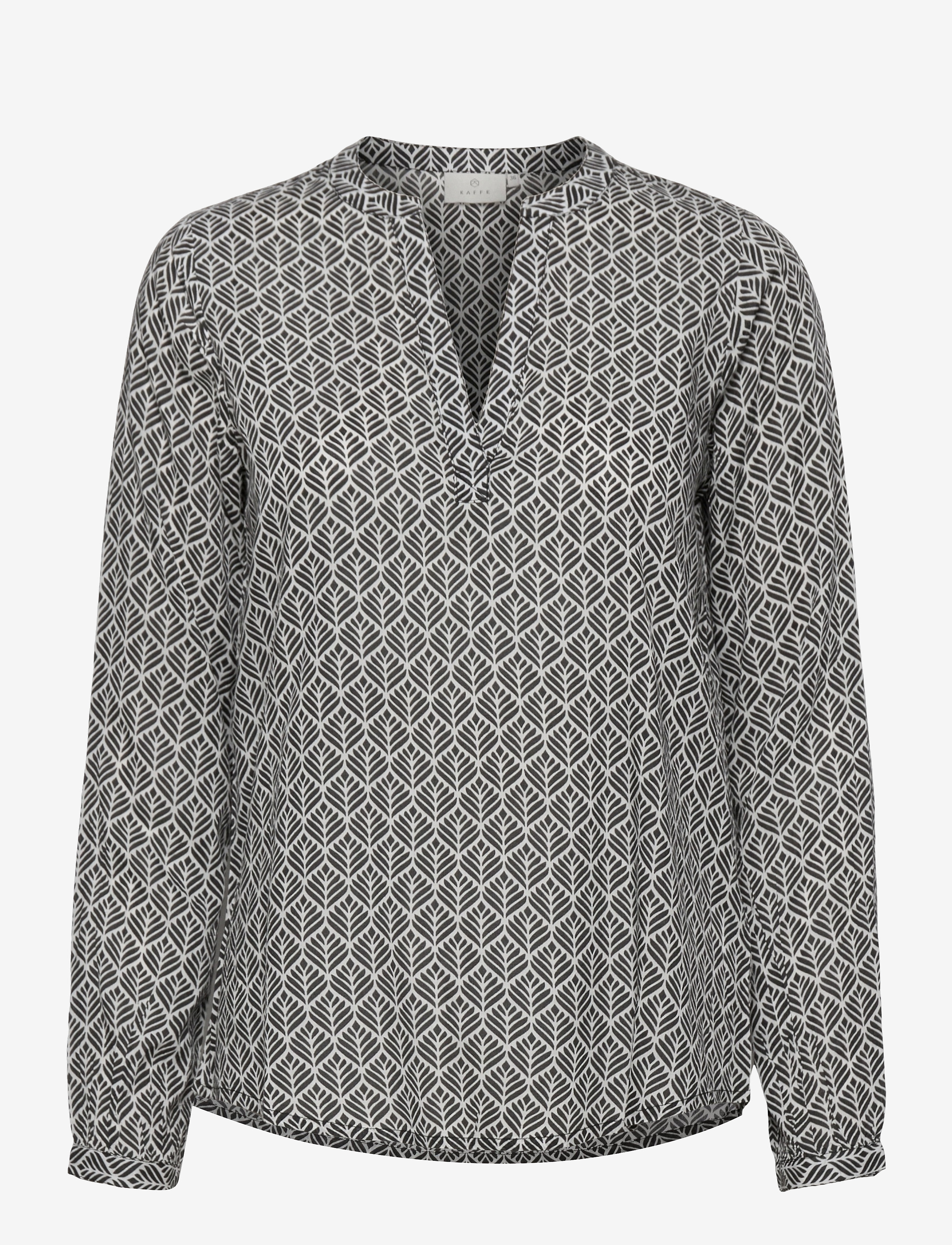 Kaffe KAfana Tilly Blouse - Kleidung - BLACK / CHALK FAN PRINT / grey