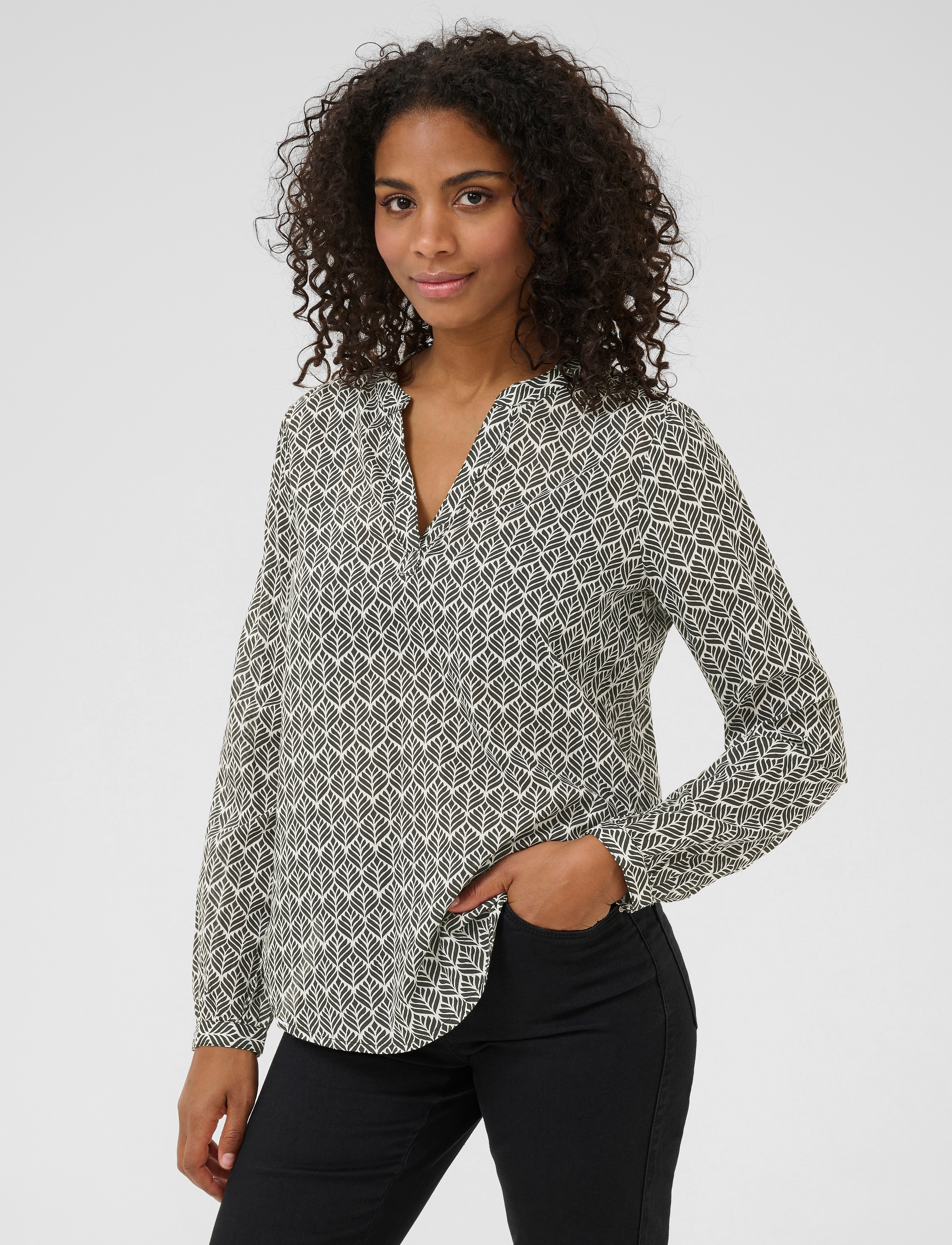 Kaffe KAfana Tilly Blouse - Bluser - BLACK / CHALK FAN PRINT / grey