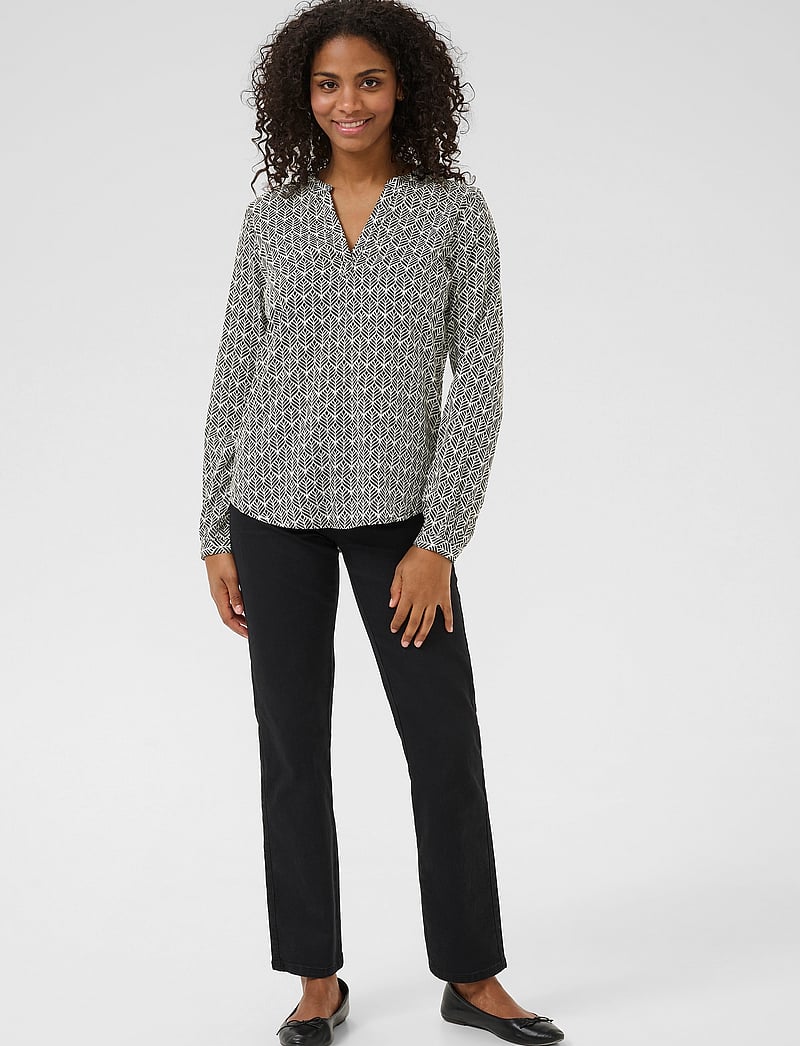 Kaffe - KAfana Tilly Blouse - långärmade blusar - black / chalk fan print - 3