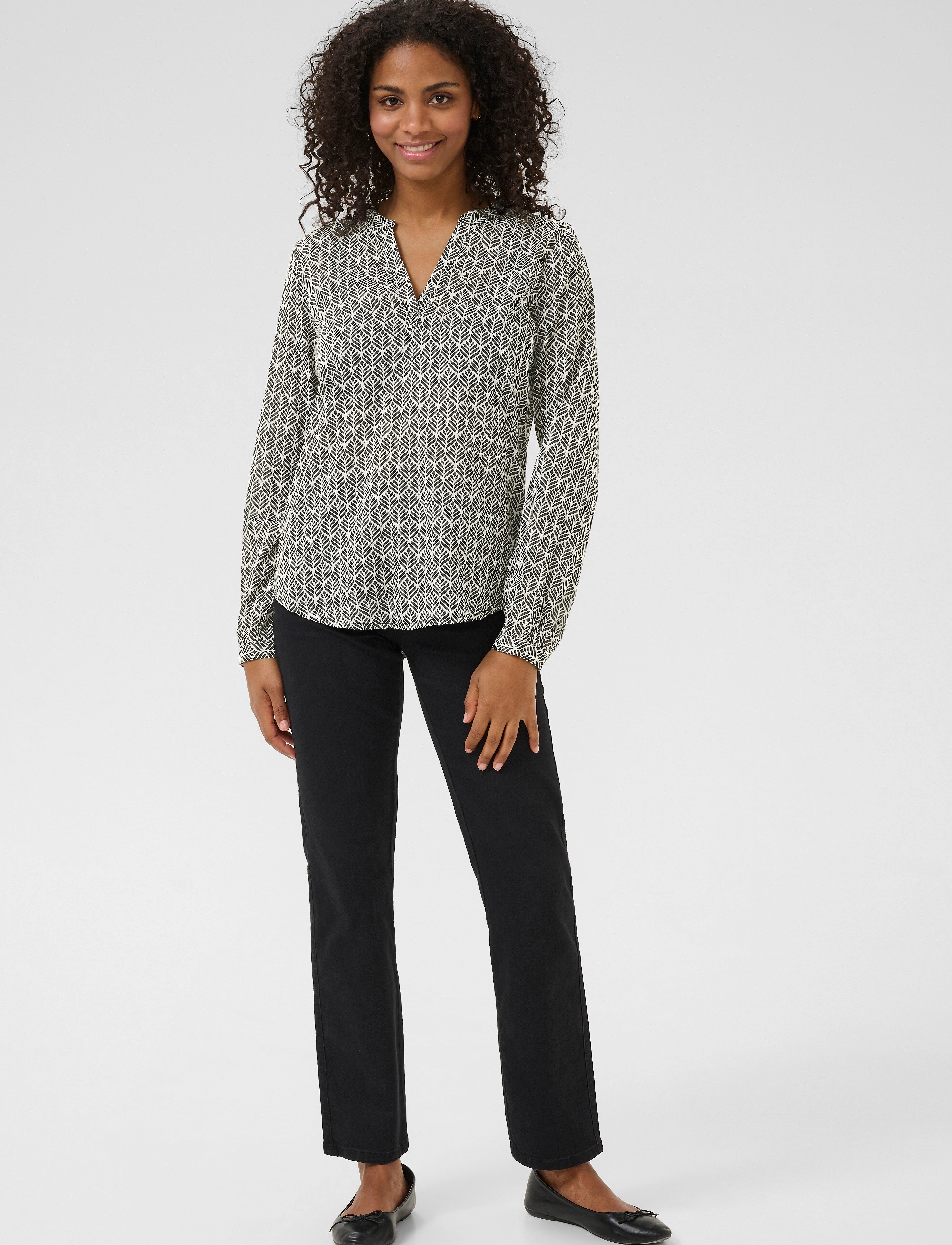 Kaffe - KAfana Tilly Blouse - black / chalk fan print - 3