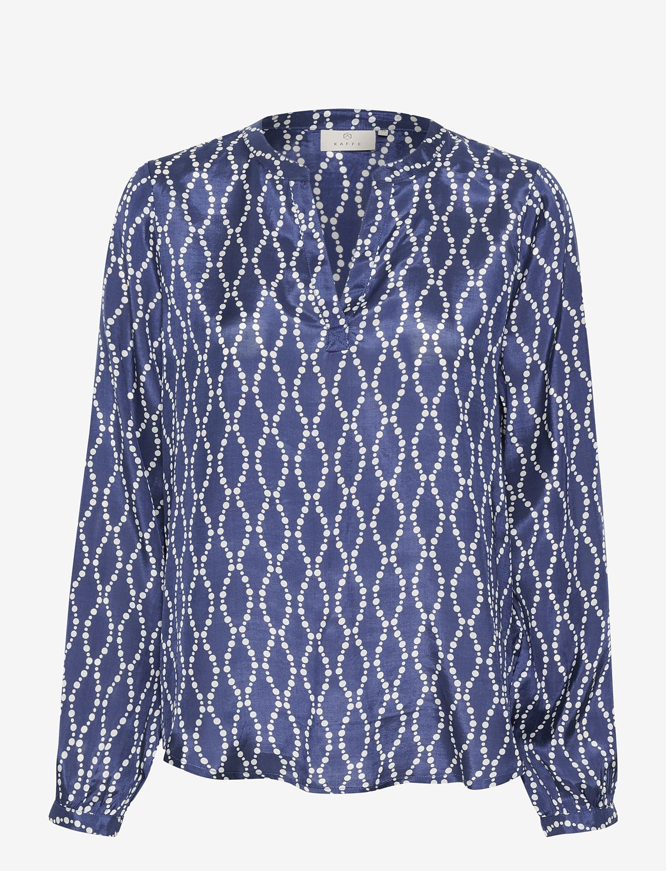 Kaffe - KAolan Blouse - langærmede bluser - blue indigo/chalk chain print - 0