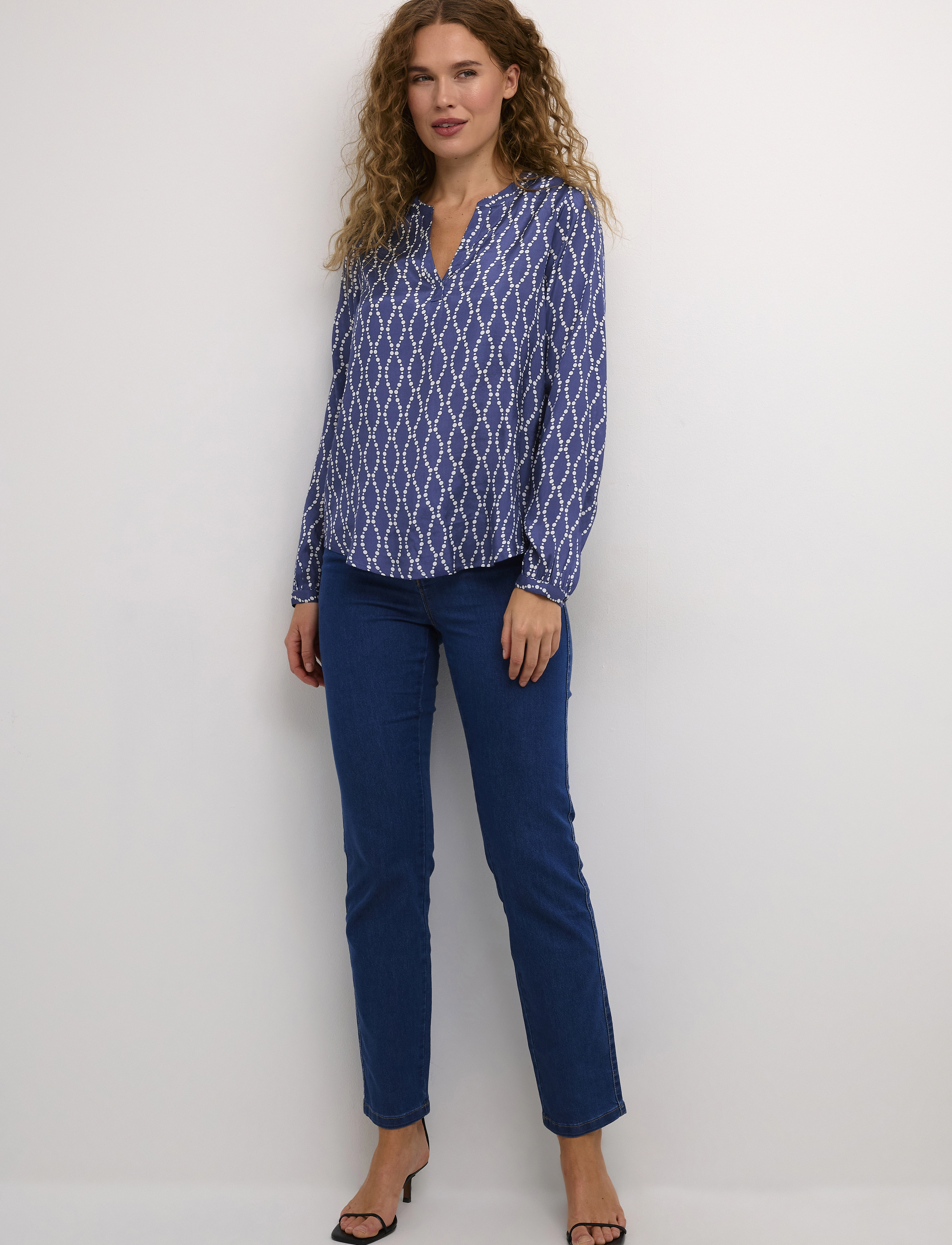 Kaffe - KAolan Blouse - langärmlige blusen - blue indigo/chalk chain print - 3