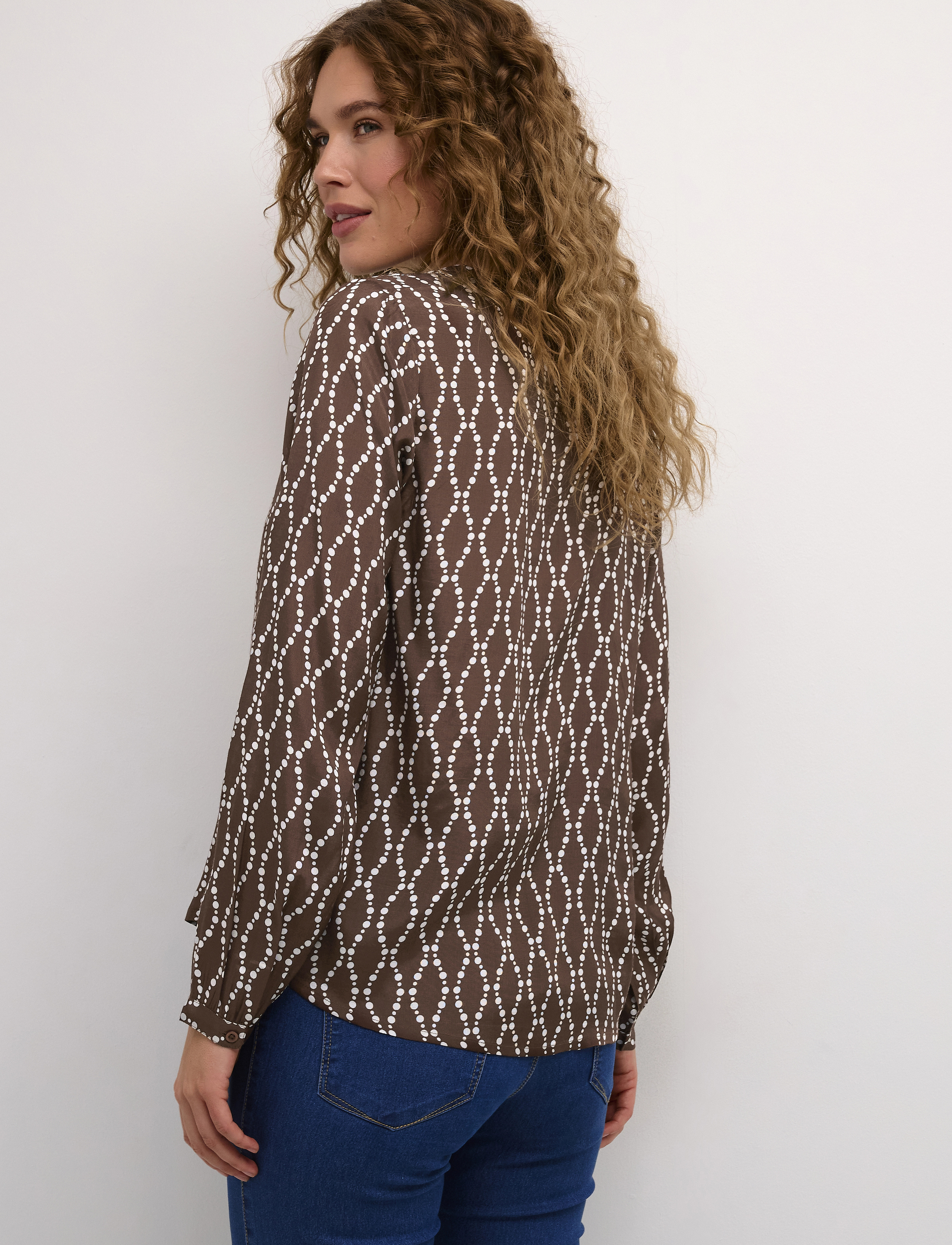 Kaffe - KAolan Blouse - long-sleeved blouses - chestnut/chalk chain print - 3