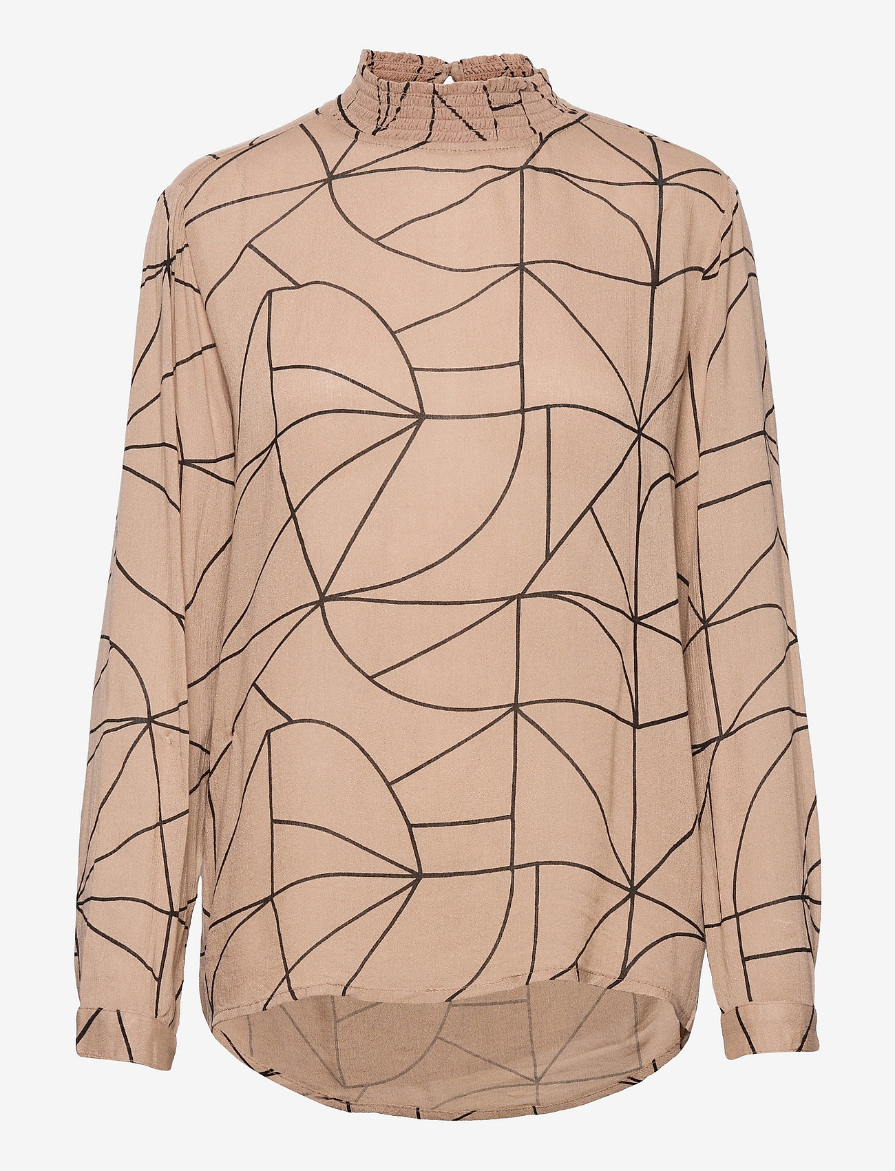 Kaffe - KAaroa Amber Blouse - pikkade varrukatega pluusid - camel / black lines print - 0