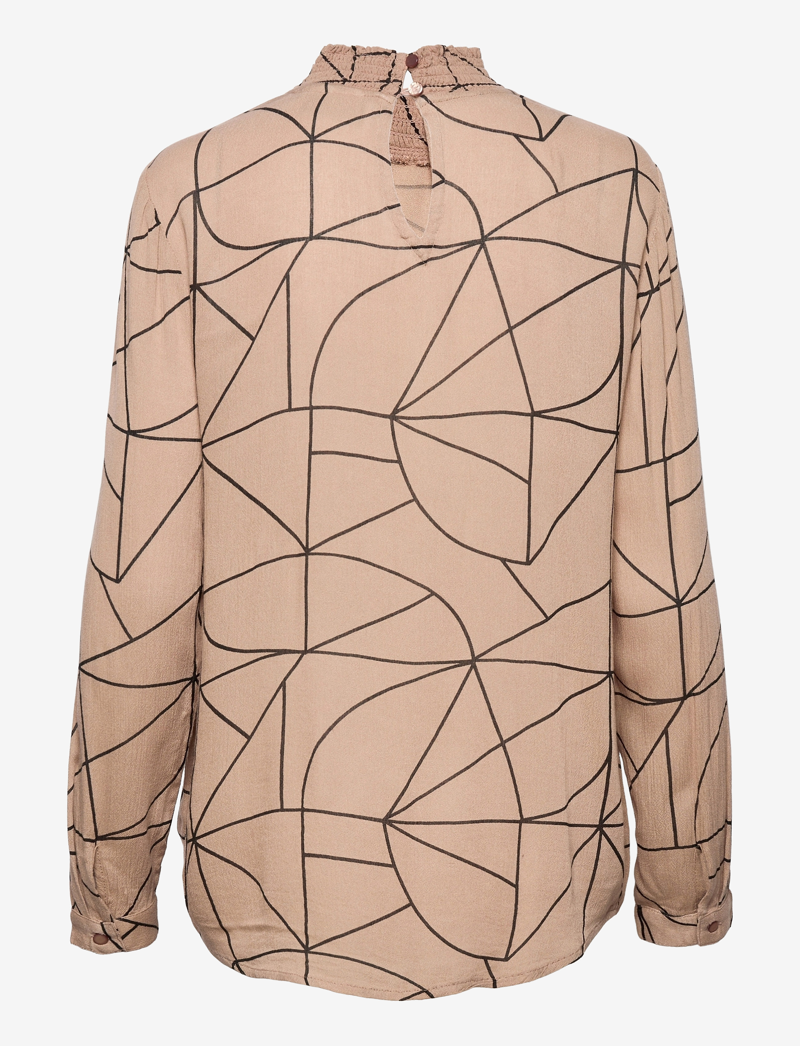 Kaffe - KAaroa Amber Blouse - long-sleeved blouses - camel / black lines print - 2