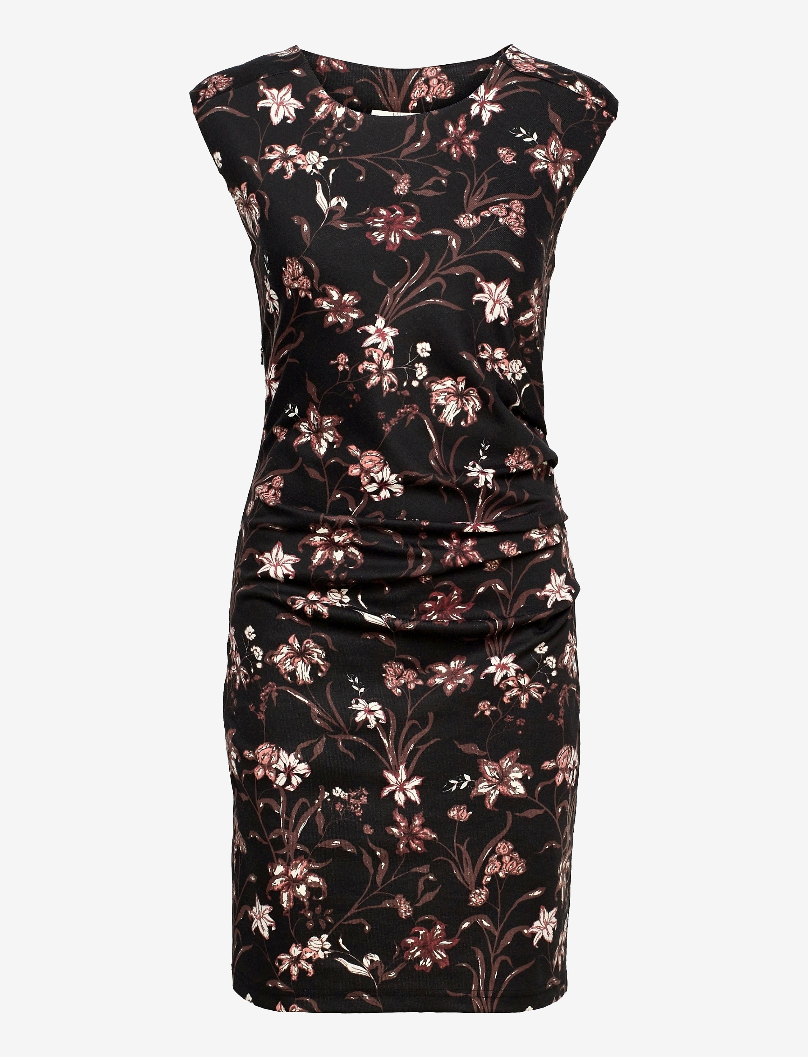 Kaffe KAleora India Dress - Kleidid - BLACK DUSTY RED FLOWER / black