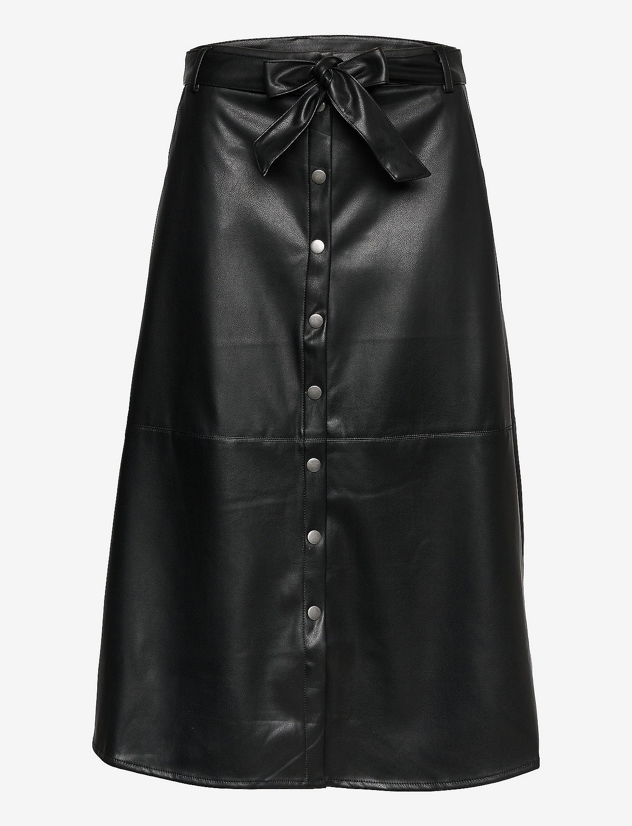 KAsumi HW Fake Leather Skirt - BLACK DEEP
