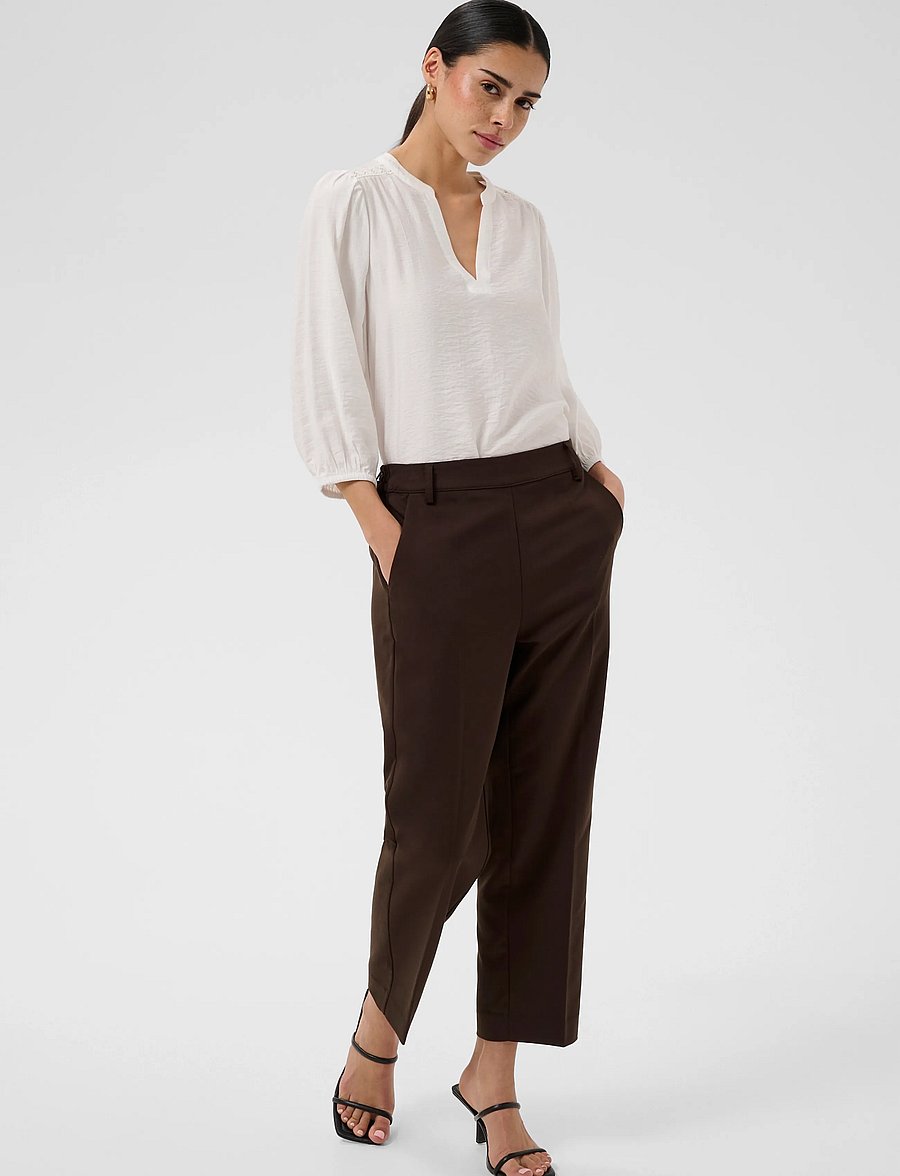 Kaffe - KAsakura HW Cropped Pants - kostymbyxor - coffee bean - 3