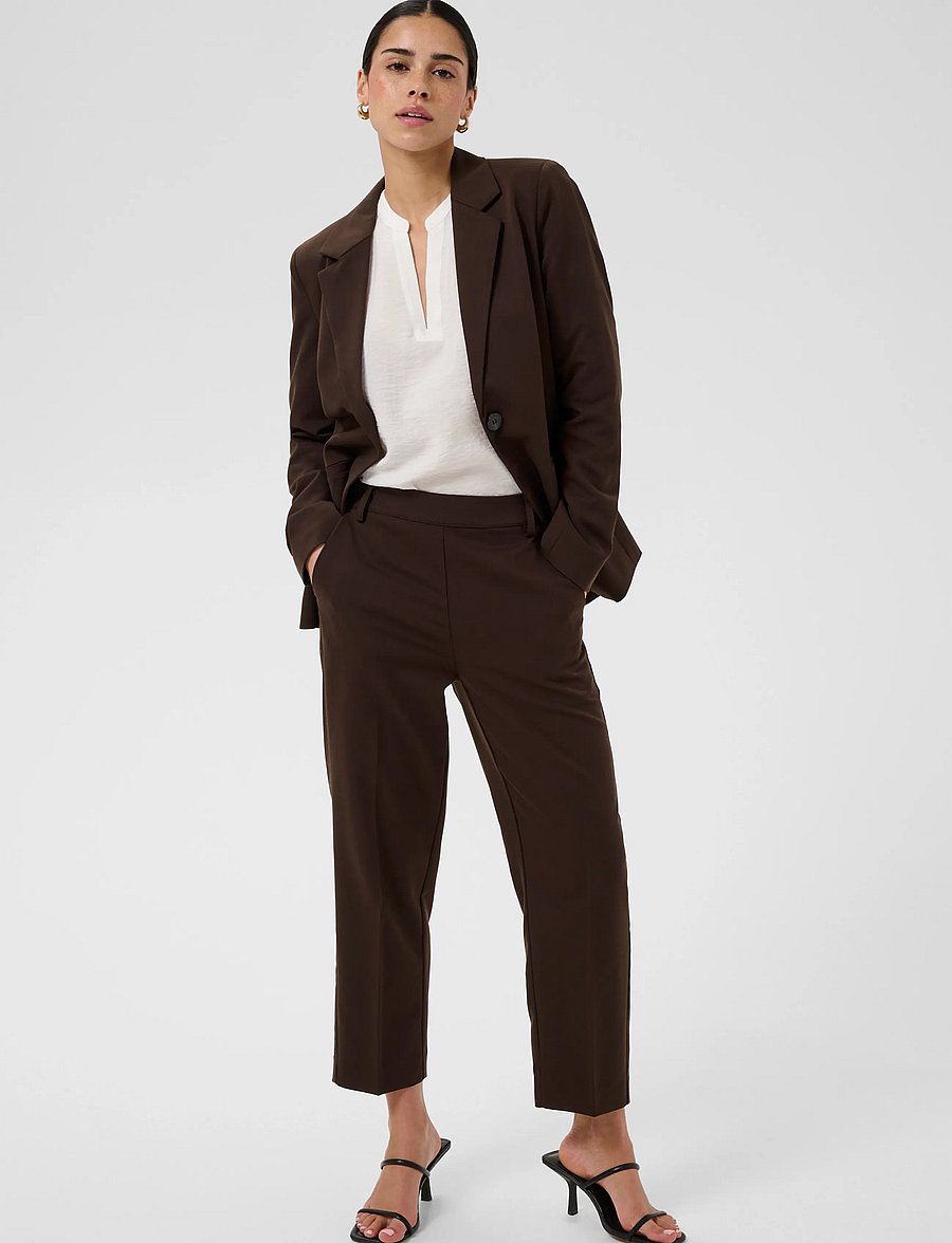 Kaffe - KAsakura HW Cropped Pants - kostymbyxor - coffee bean - 5