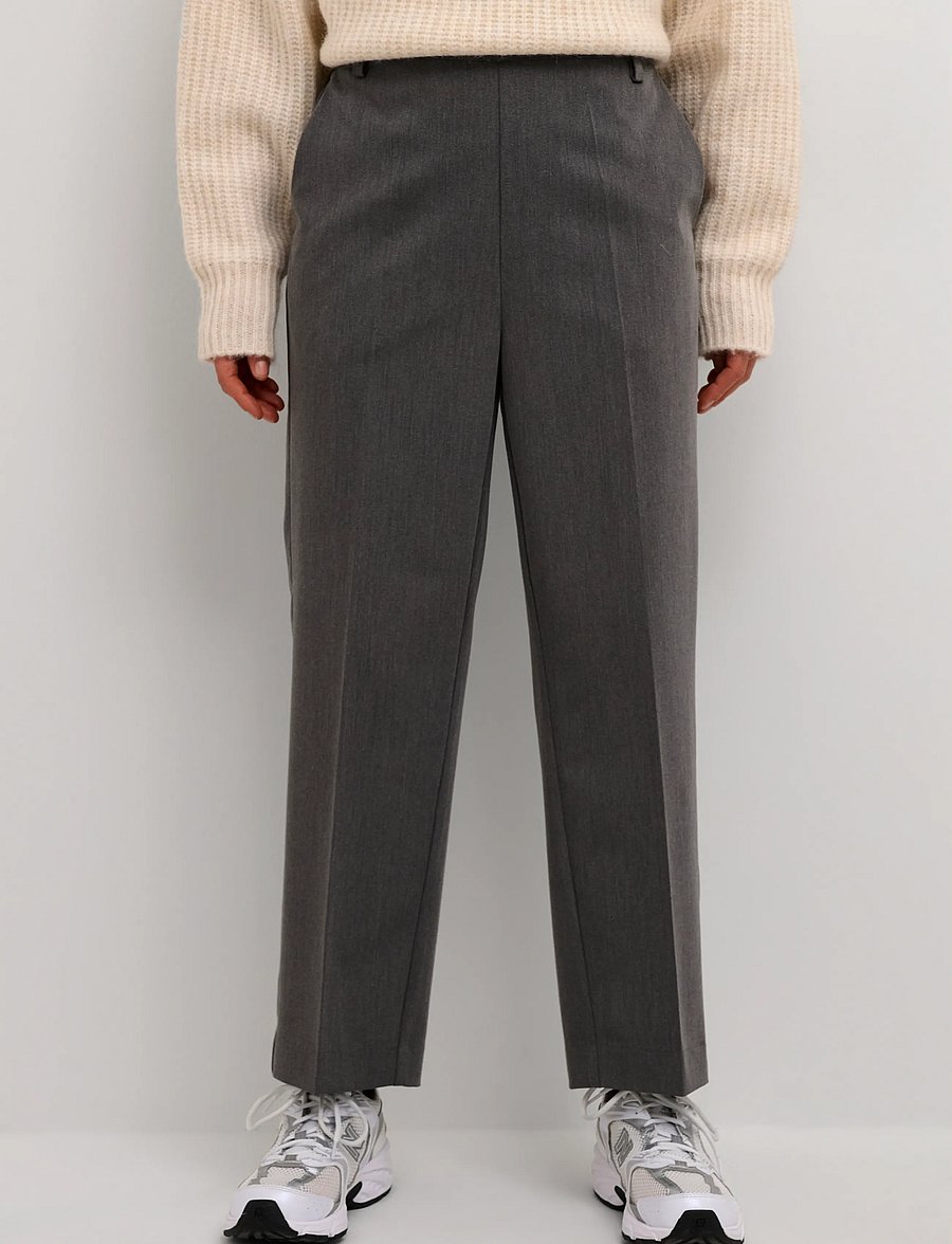 Kaffe - KAsakura HW Cropped Pants - habitbukser - dark grey melange - 2