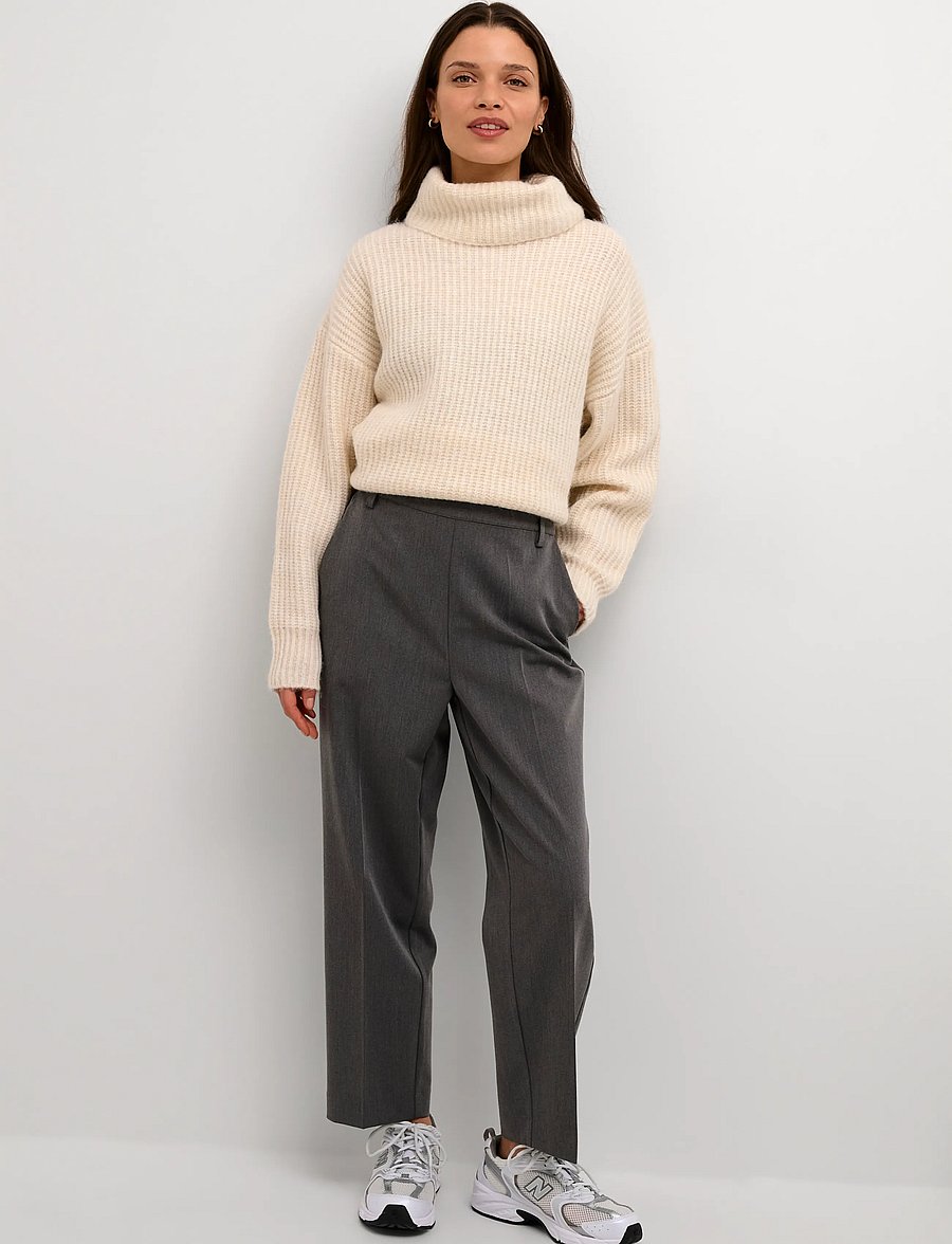 Kaffe - KAsakura HW Cropped Pants - habitbukser - dark grey melange - 3