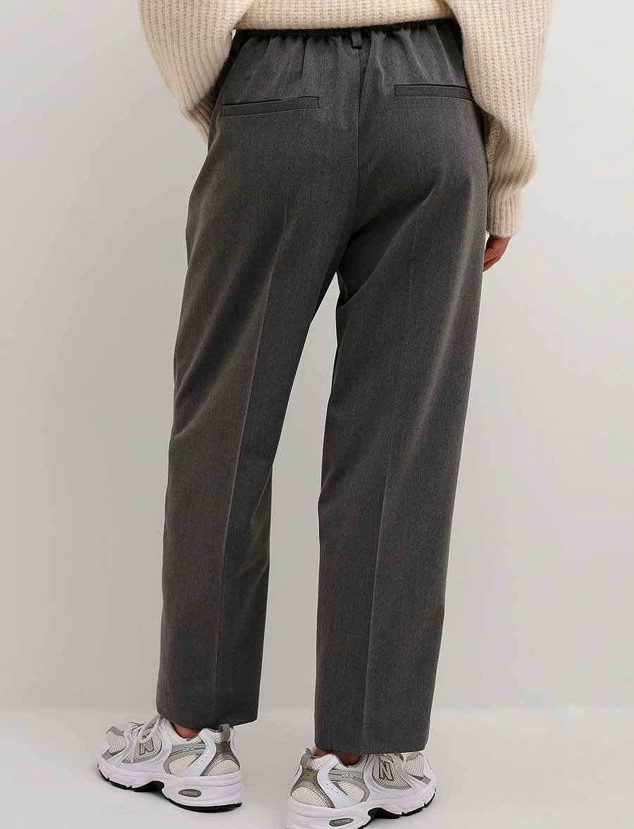 Kaffe - KAsakura HW Cropped Pants - habitbukser - dark grey melange - 4
