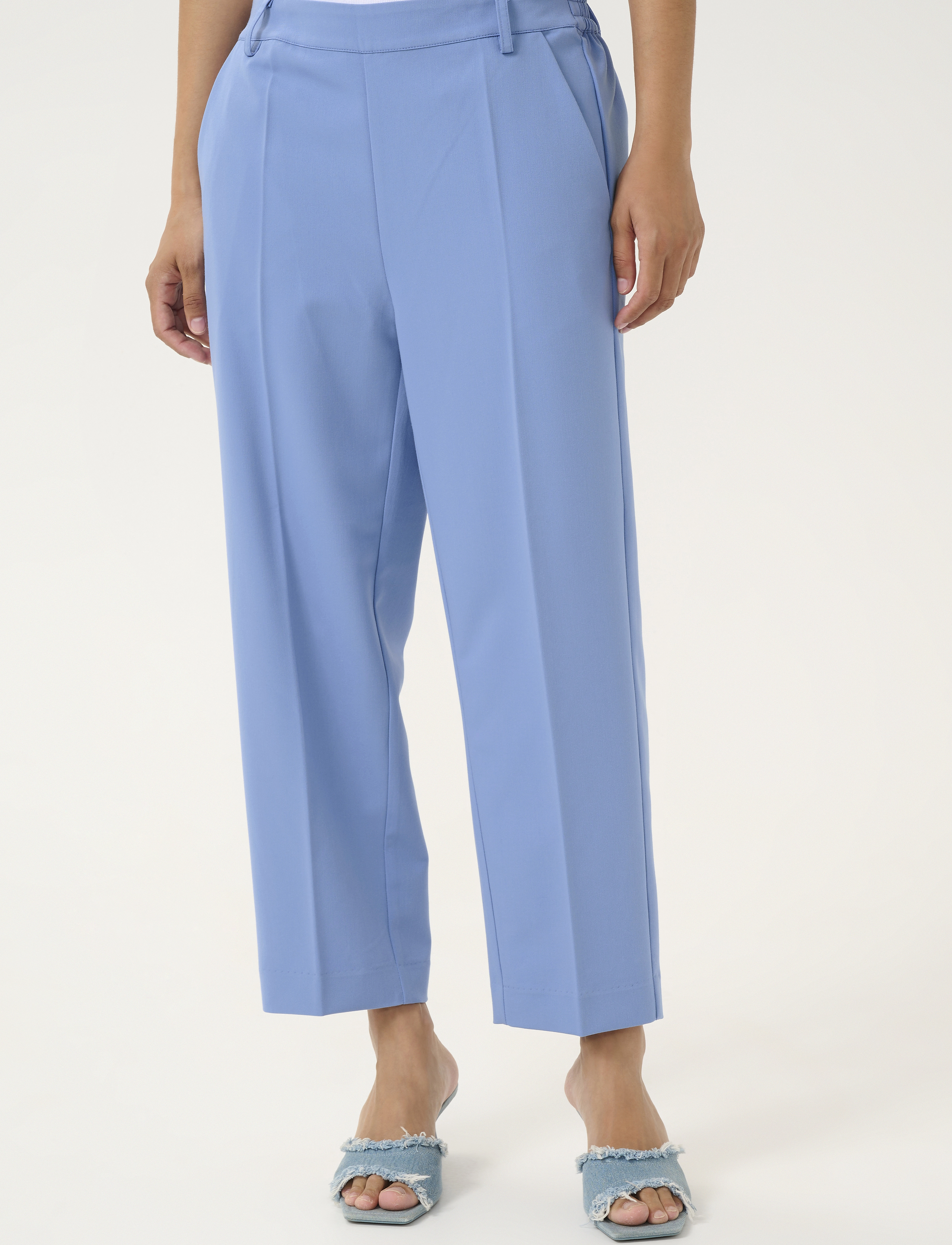 Kaffe Kasakura Hw Cropped Pants, Kvinder, Højtaljede Cropped Bukser, Blå, Str: 34