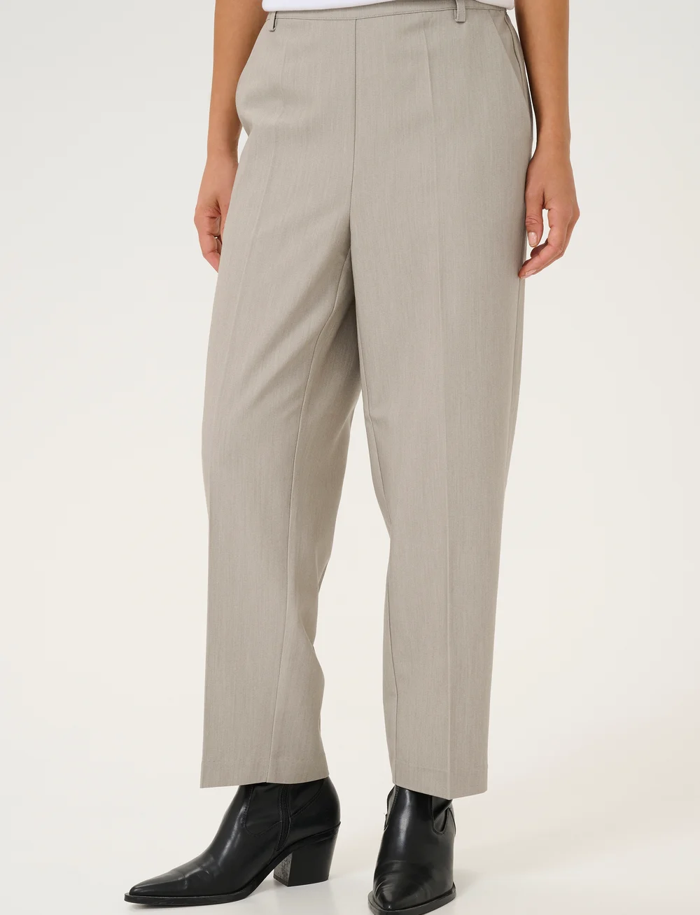 Kaffe - KAsakura HW Cropped Pants - habitbukser - elephant skin melange - 0