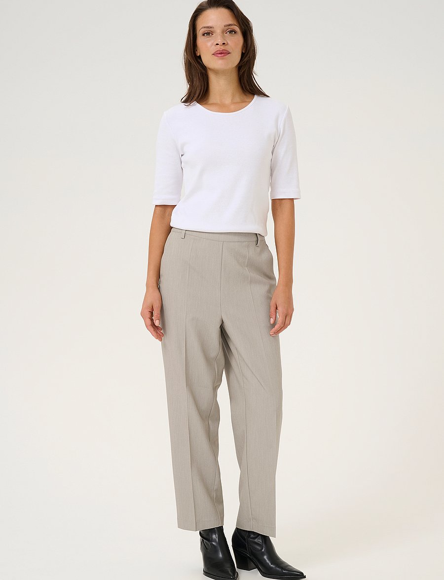 Kaffe - KASAKURA HW CROPPED PANTS - anzugshosen - elephant skin melange - 3