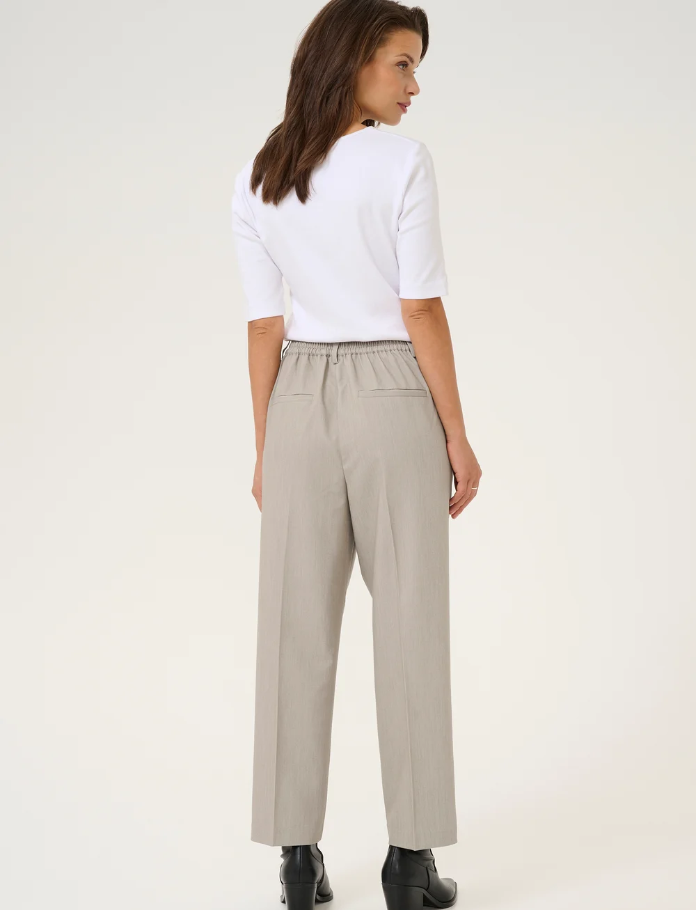 Kaffe - KAsakura HW Cropped Pants - habitbukser - elephant skin melange - 4