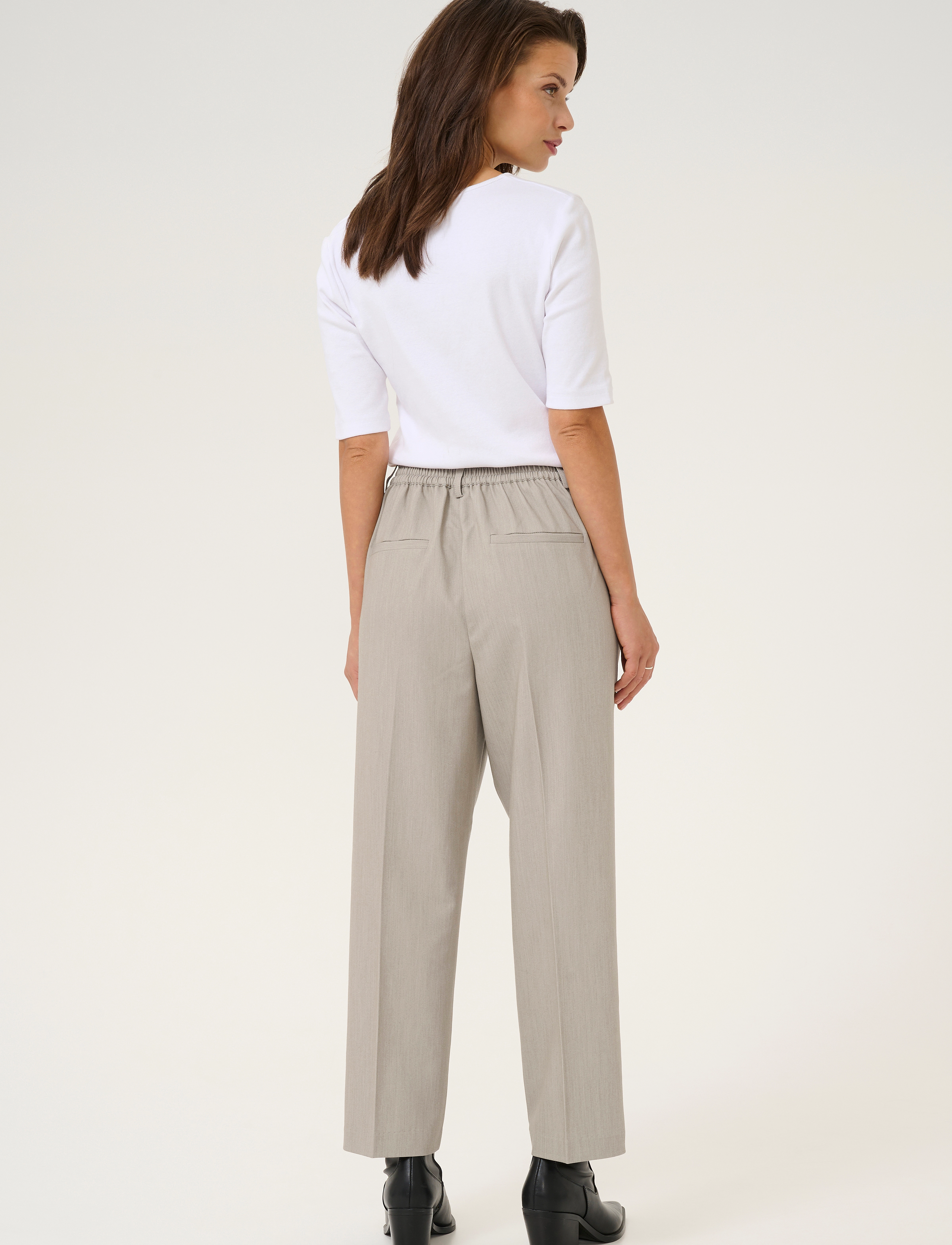Kaffe - KASAKURA HW CROPPED PANTS - party wear at outlet prices - elephant skin melange - 4