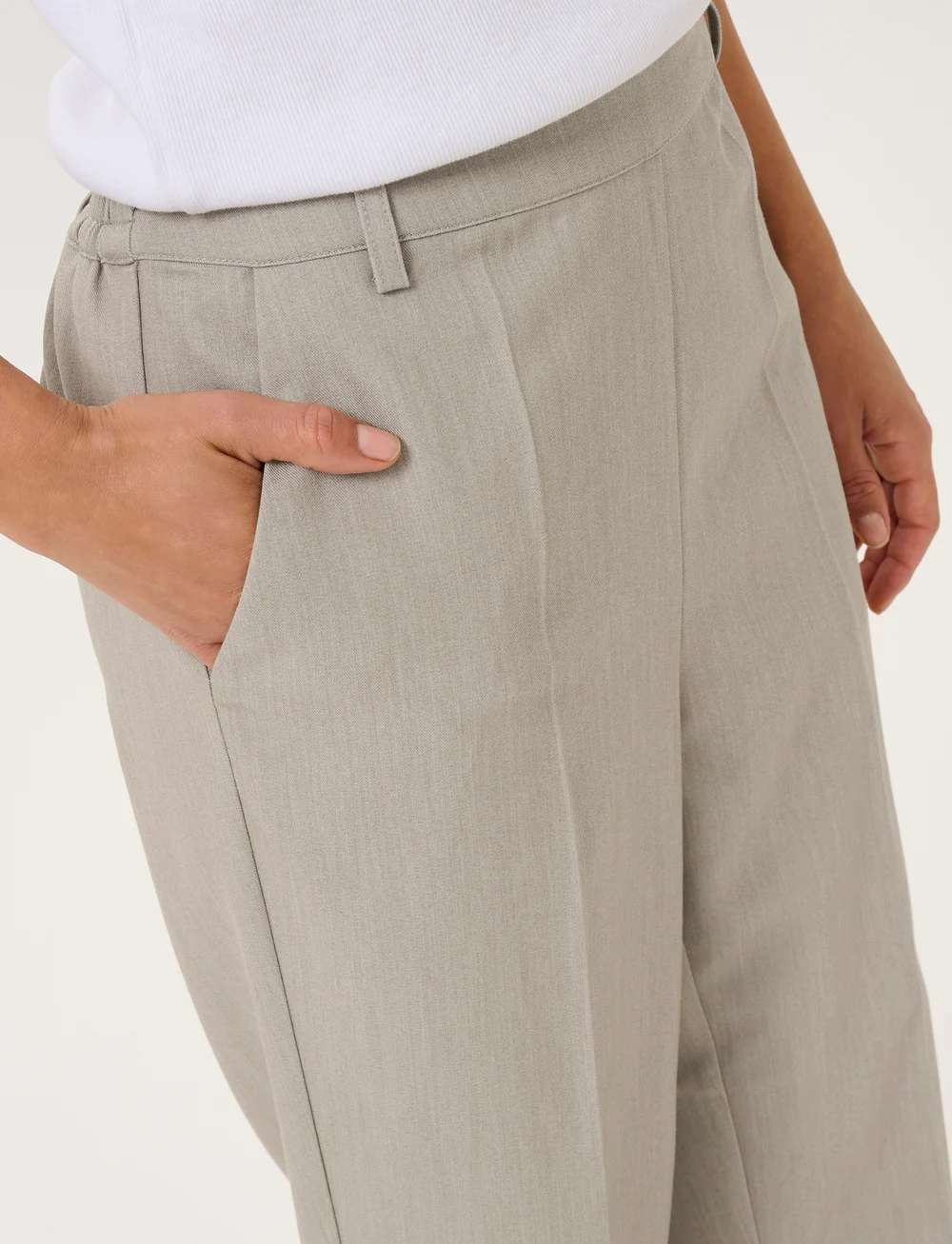 Kaffe - KAsakura HW Cropped Pants - habitbukser - elephant skin melange - 5