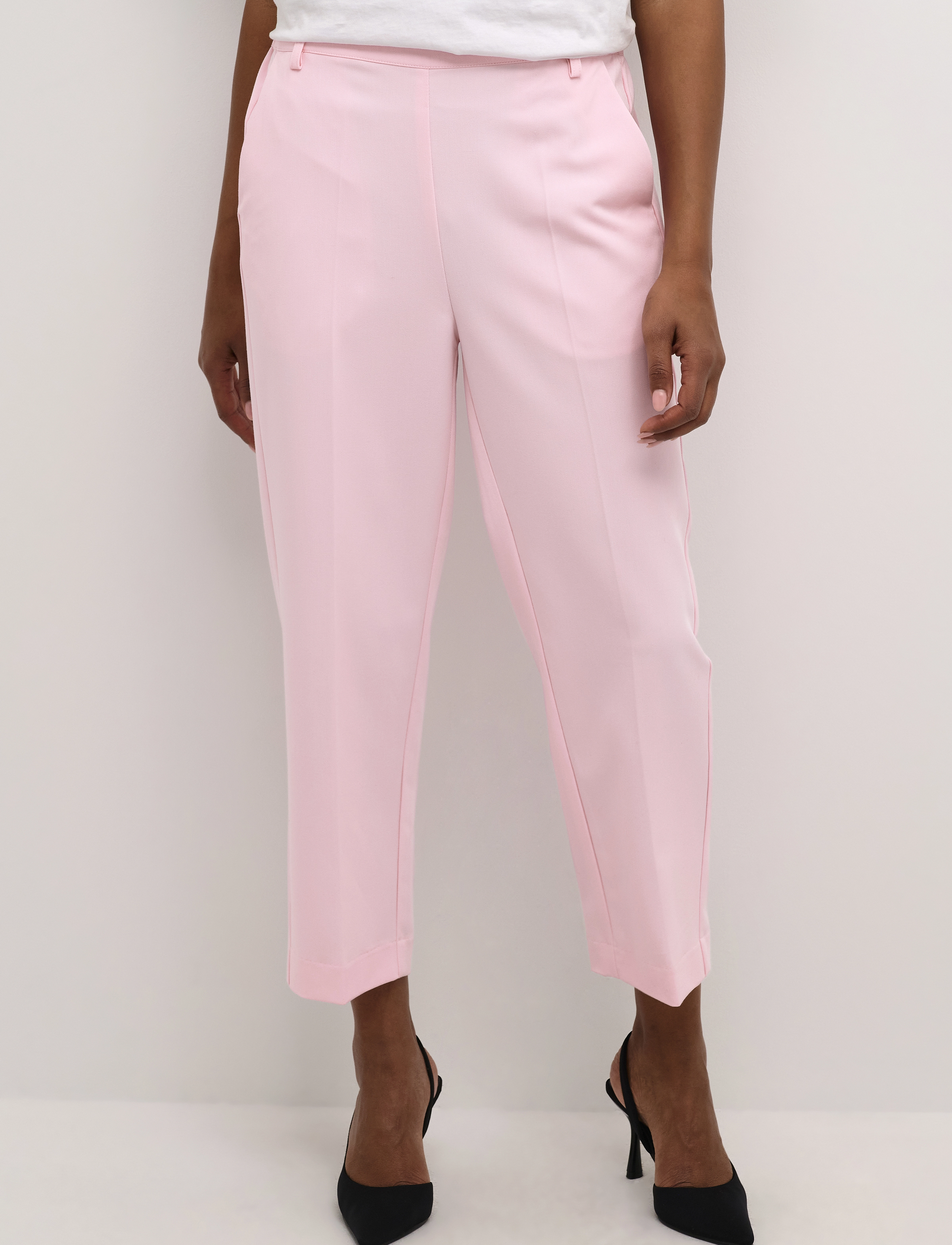 Kaffe Kasakura Hw Cropped Pants, Kvinder, Højtaljede Cropped Bukser, Pink, Str: 38