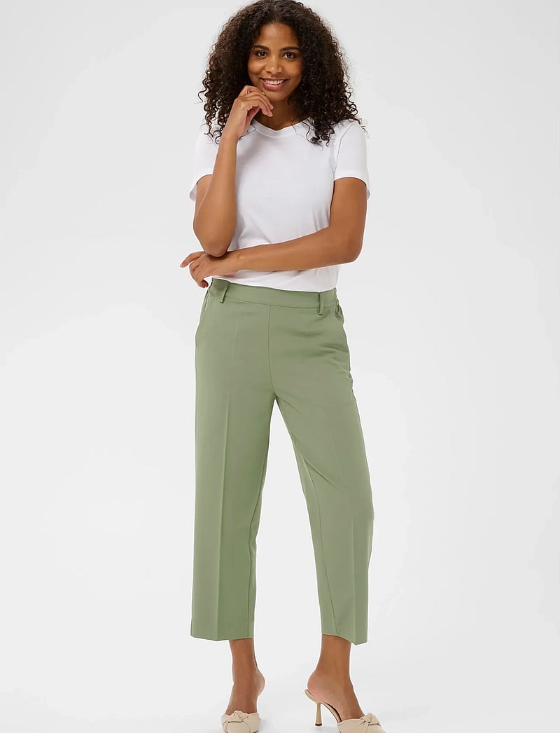 Kaffe - KAsakura HW Cropped Pants - kostymbyxor - sea spray - 3