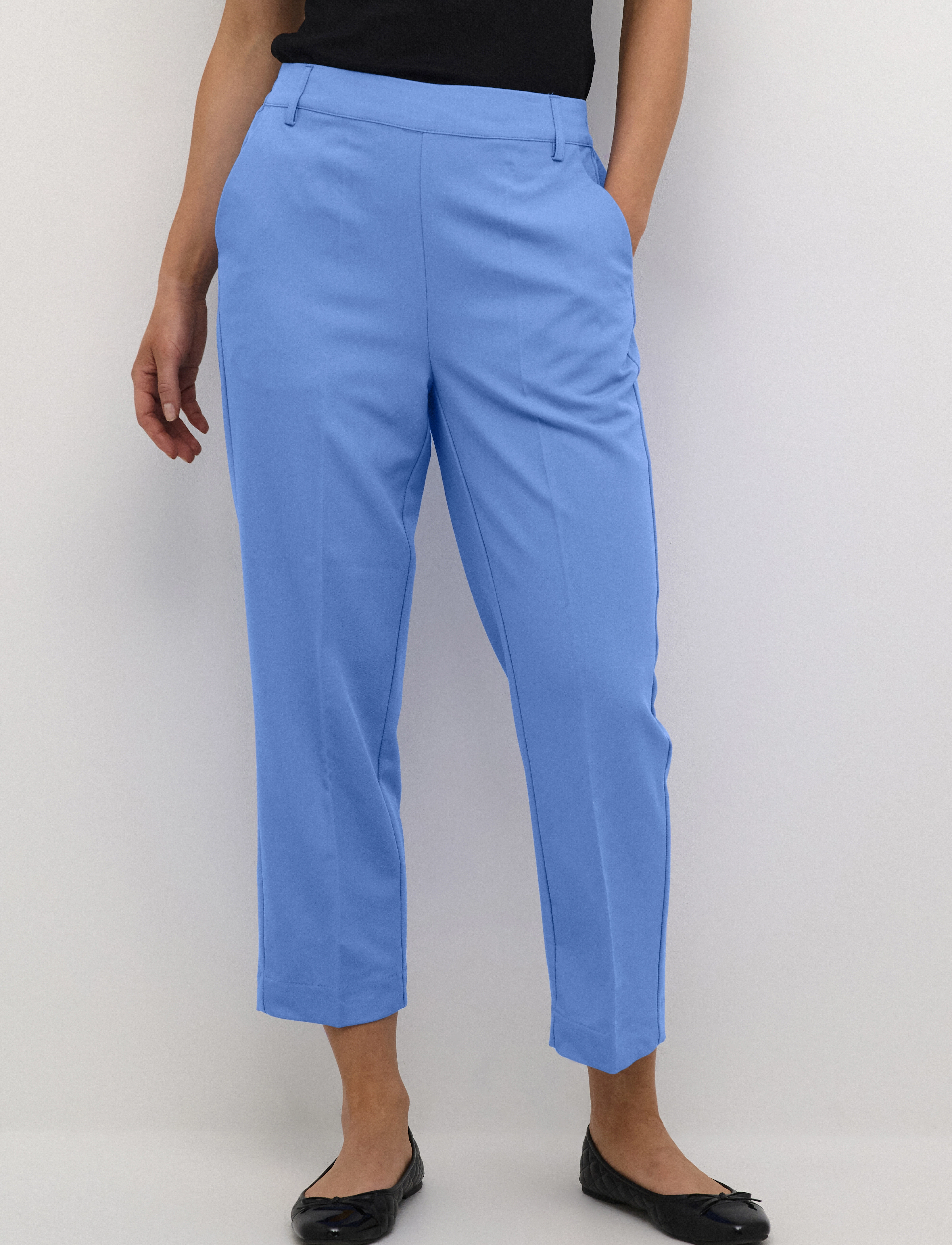 Kaffe Kasakura Hw Cropped Pants, Kvinder, Højtaljede Cropped Bukser, Blå, Str: 36