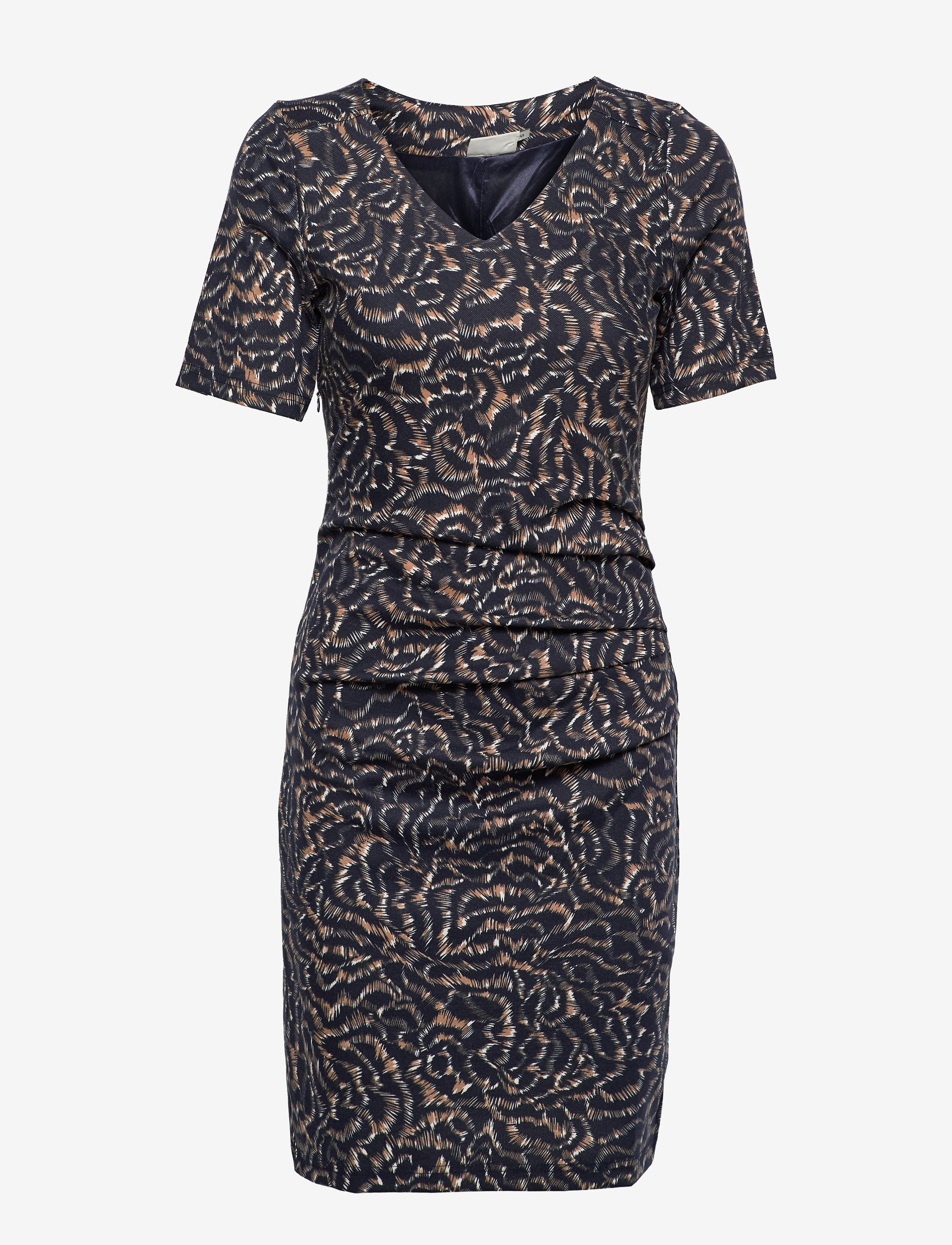 Kaffe - KAkrista India Dress - dark blue w. beige graphic - 1