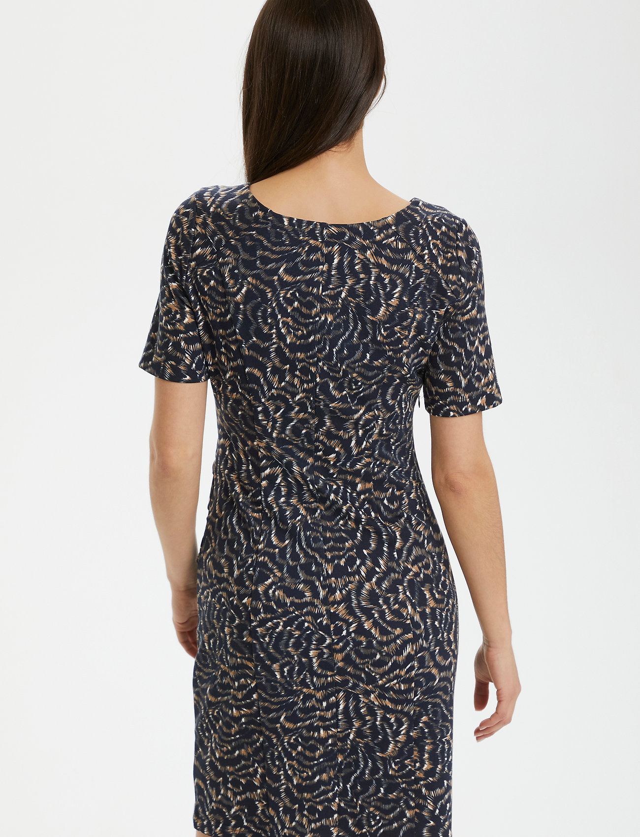Kaffe - KAkrista India Dress - dark blue w. beige graphic - 5