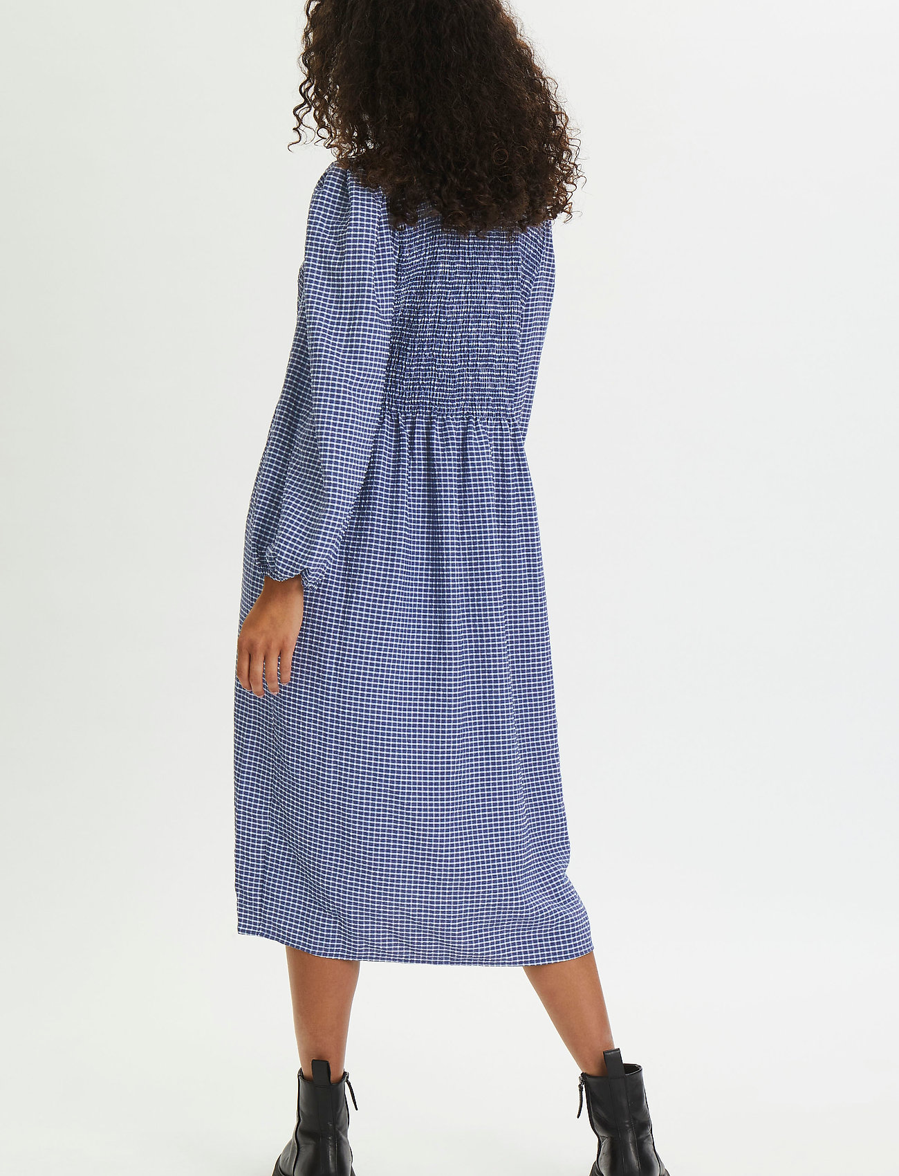 Kaffe - KAhena 3/4 Sleeve Dress - blue / chalk small check - 4